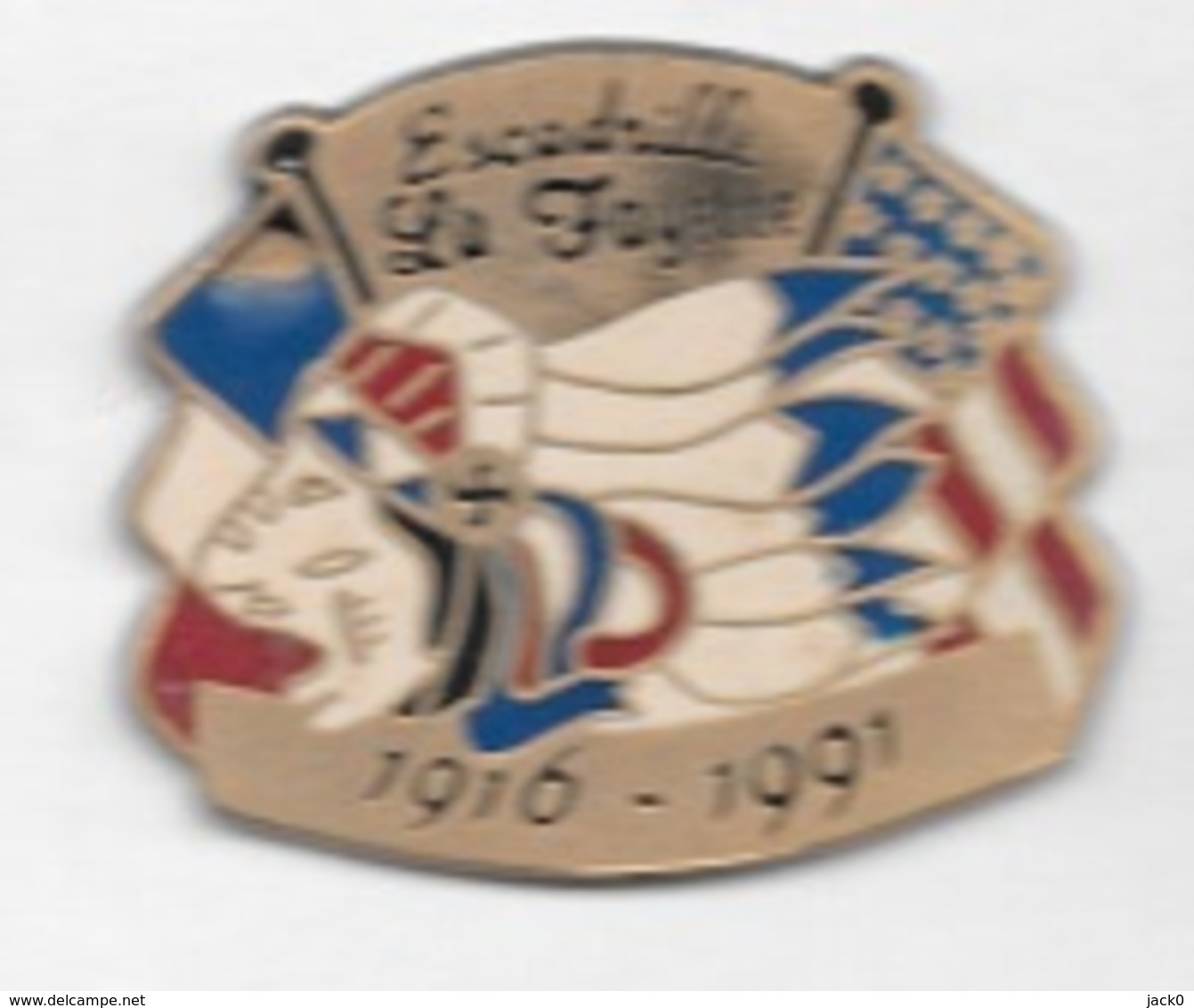 Pin' S  Tricolore  Militaire  ESCADRILLE  LA  FAYETTE  1916 - 1991  Signé  DIAGRAM - Militaria