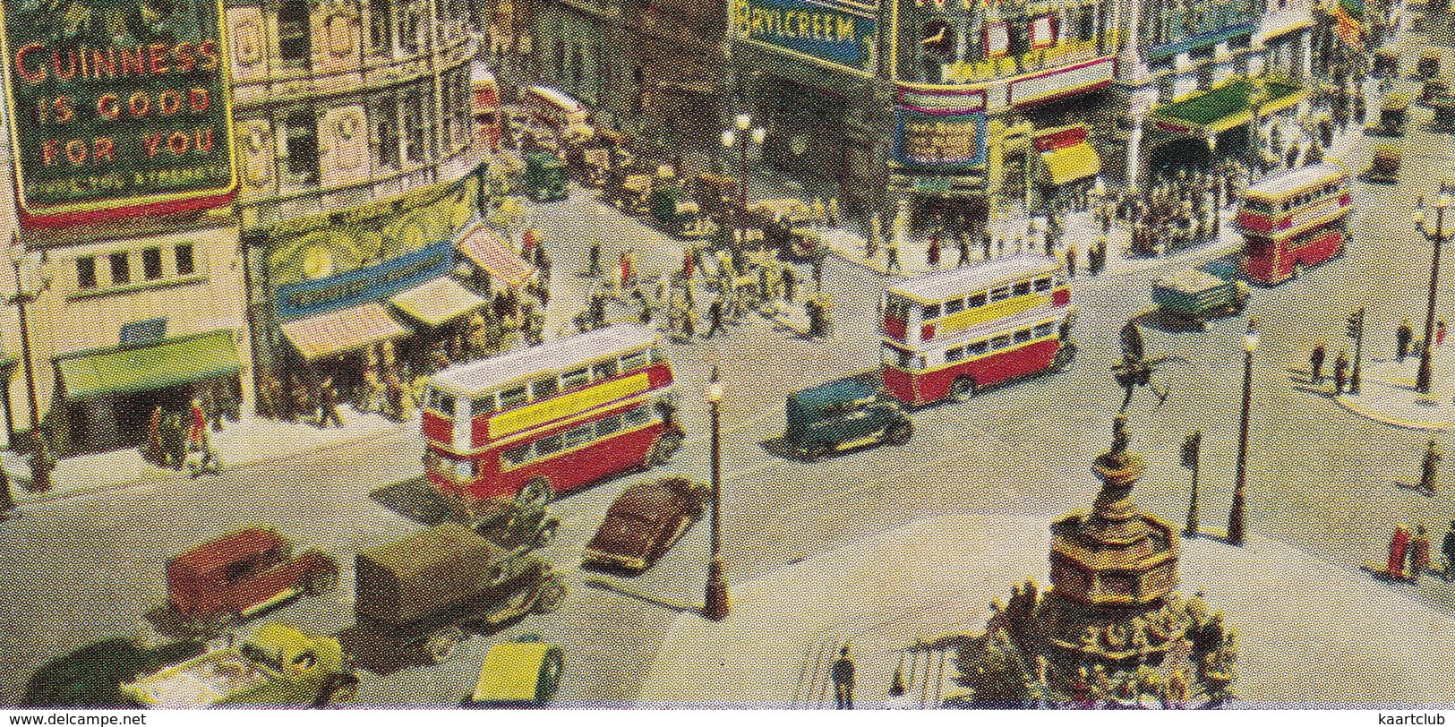 London: JAGUAR MKV, OLDTIMER VAN, LORRY, TRUCK, CARS, DOUBLE DECK BUSES - Piccadilly Circus - Passenger Cars