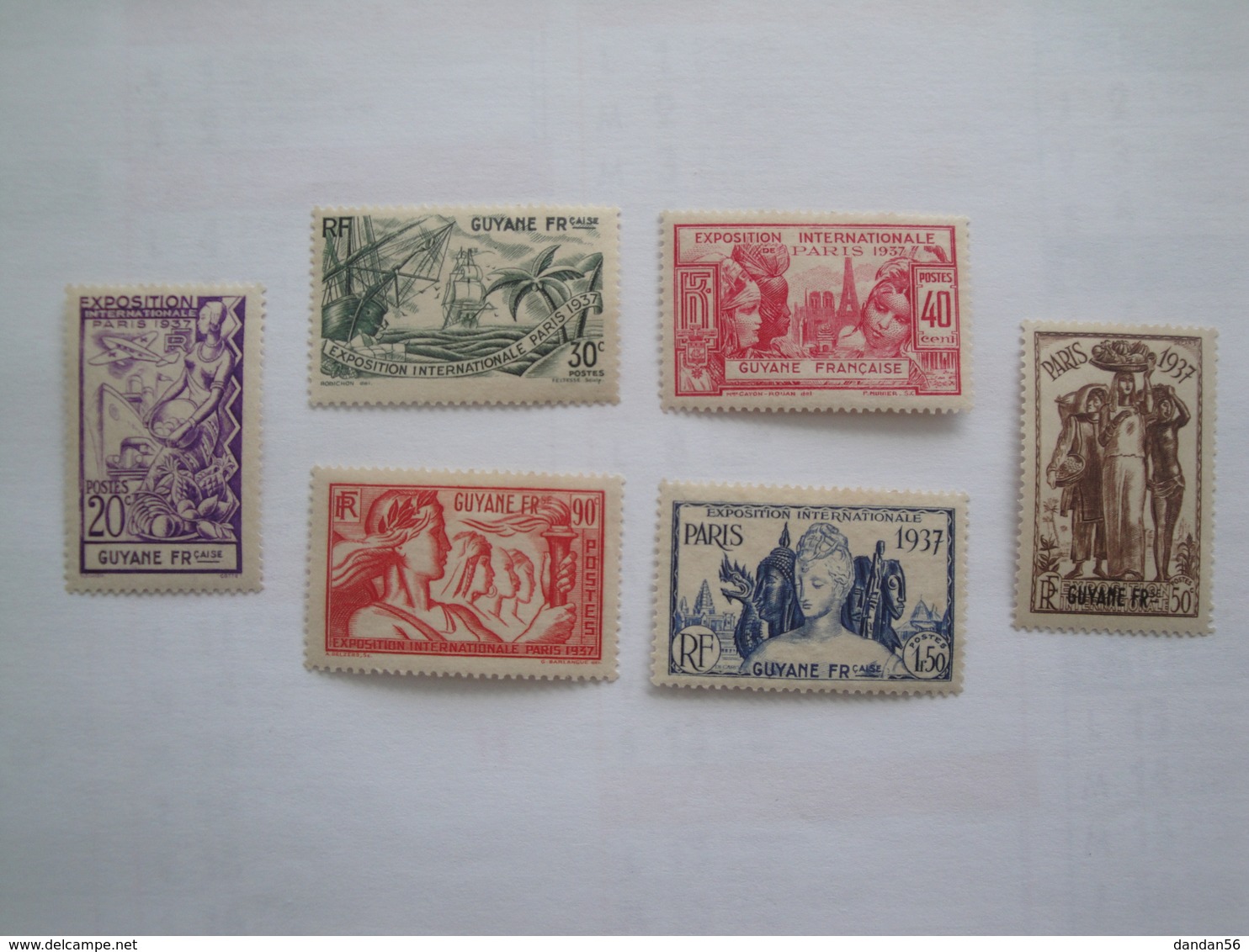 1937 Guyane Yv 143/8 *  MH Expo Paris Bateaux Ships  Cote 13.00 €  Michel 170/5   Scott 162/7  SG  178/3 - Unused Stamps