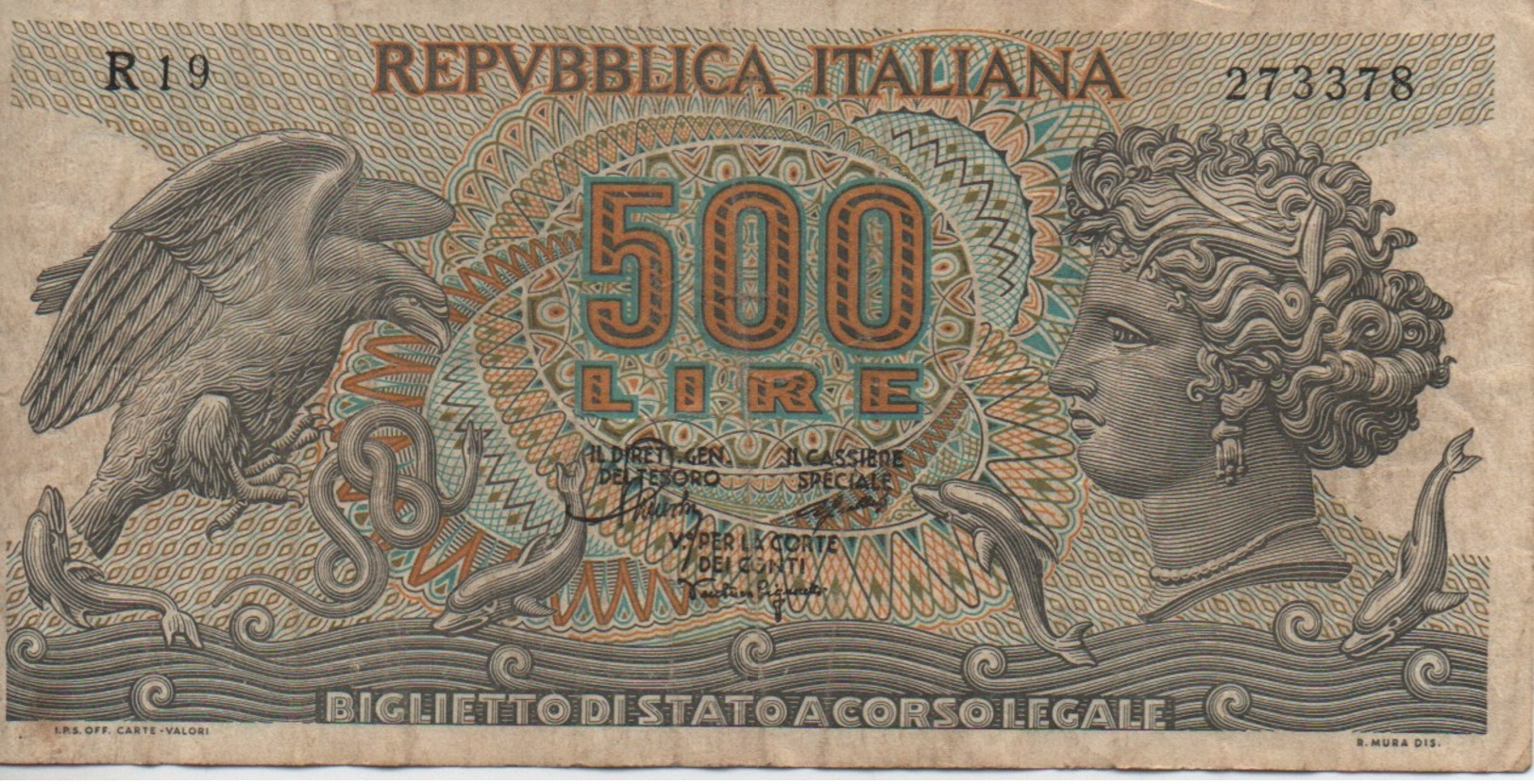 Bancanota L 500 D. Mura - 500 Lire