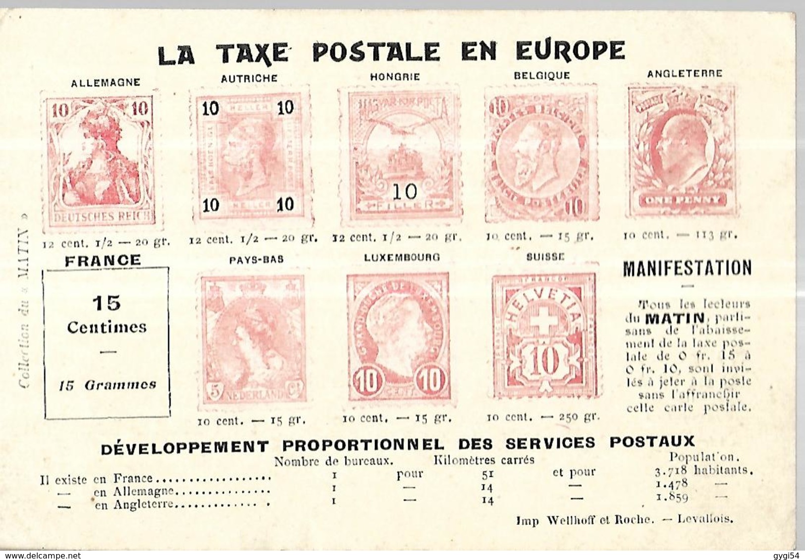 Carte Postale Pétition Du Journal Le Matin Demandant L’abaissement De La Taxe Des Lettres De 15 C à 10 C (1903) - 1877-1920: Période Semi Moderne