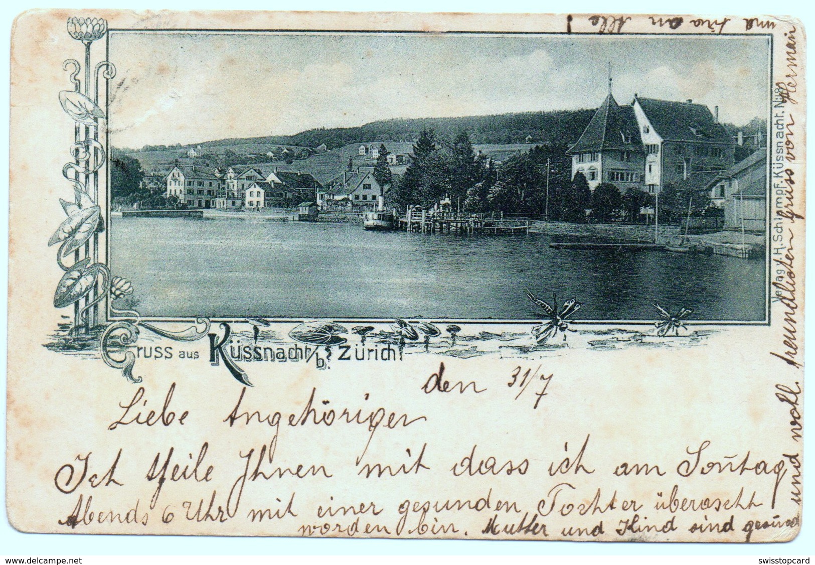 Gruss Aus KÜSNACHT B. Zürich Hotel Z. Sonne Dampfschiff - Küsnacht