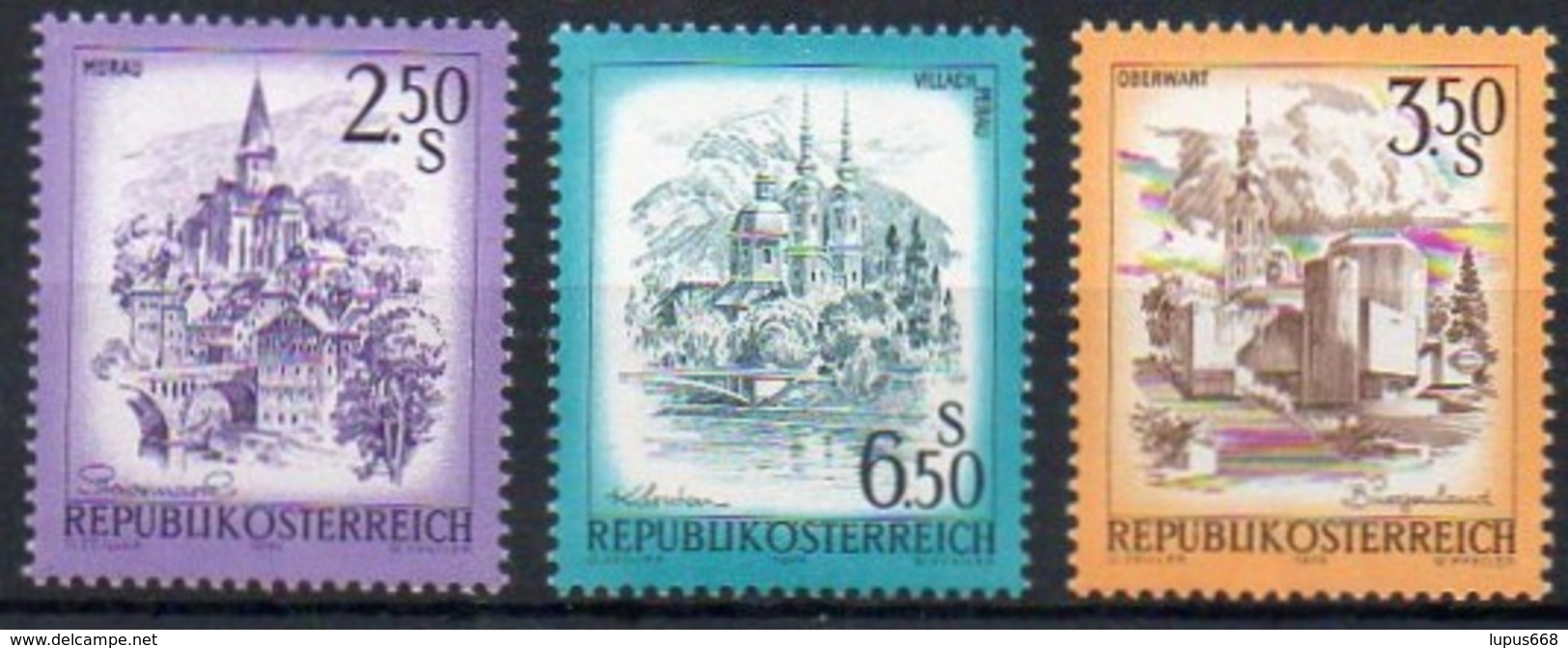 Österreich 1974 - 1978  MiNr. 1441, 1549, 1581  **/ Mnh ; Freimarken: Murau, Villach, Oberwart - Ungebraucht