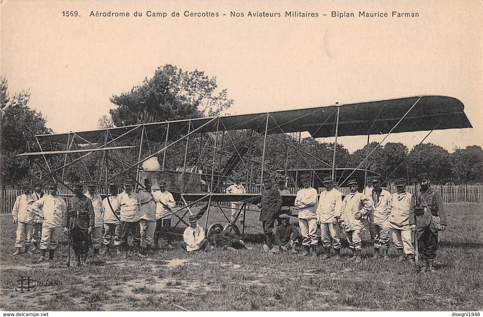 07820 "AERODR. DU CAMP DE CERCOTTES - NOS AVIATEURS MILIT. - BIPLAN MAURICE FAIRMAN" AEREO MILITARI CART. ORIG. NON SPED - ....-1914: Precursori