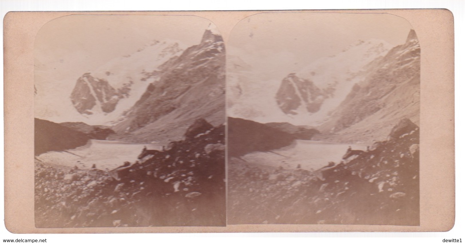 Stereoscopische Kaart  SUISSE.   1887. Pitz Bernina V Der Boval Hutte - Cartes Stéréoscopiques