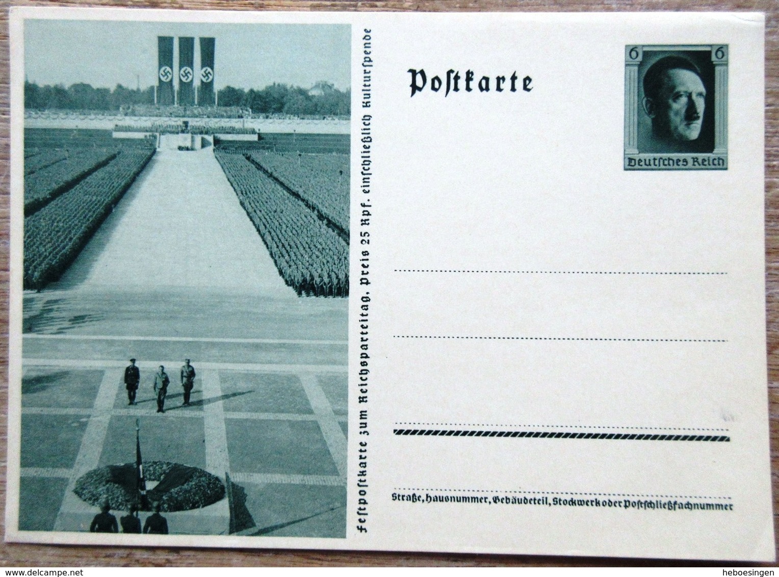 DR Ganzsache 6 Pfg. Hitler Festpostkarte Reichsparteitag Ungebraucht Formation - Sonstige & Ohne Zuordnung