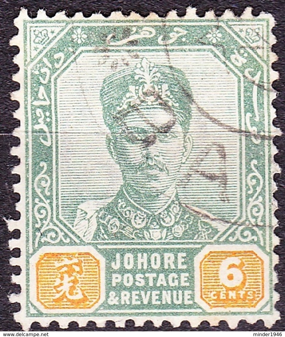 MALAYA JOHORE 1896 6 Cents Green & Yellow SG45 Used - Johore