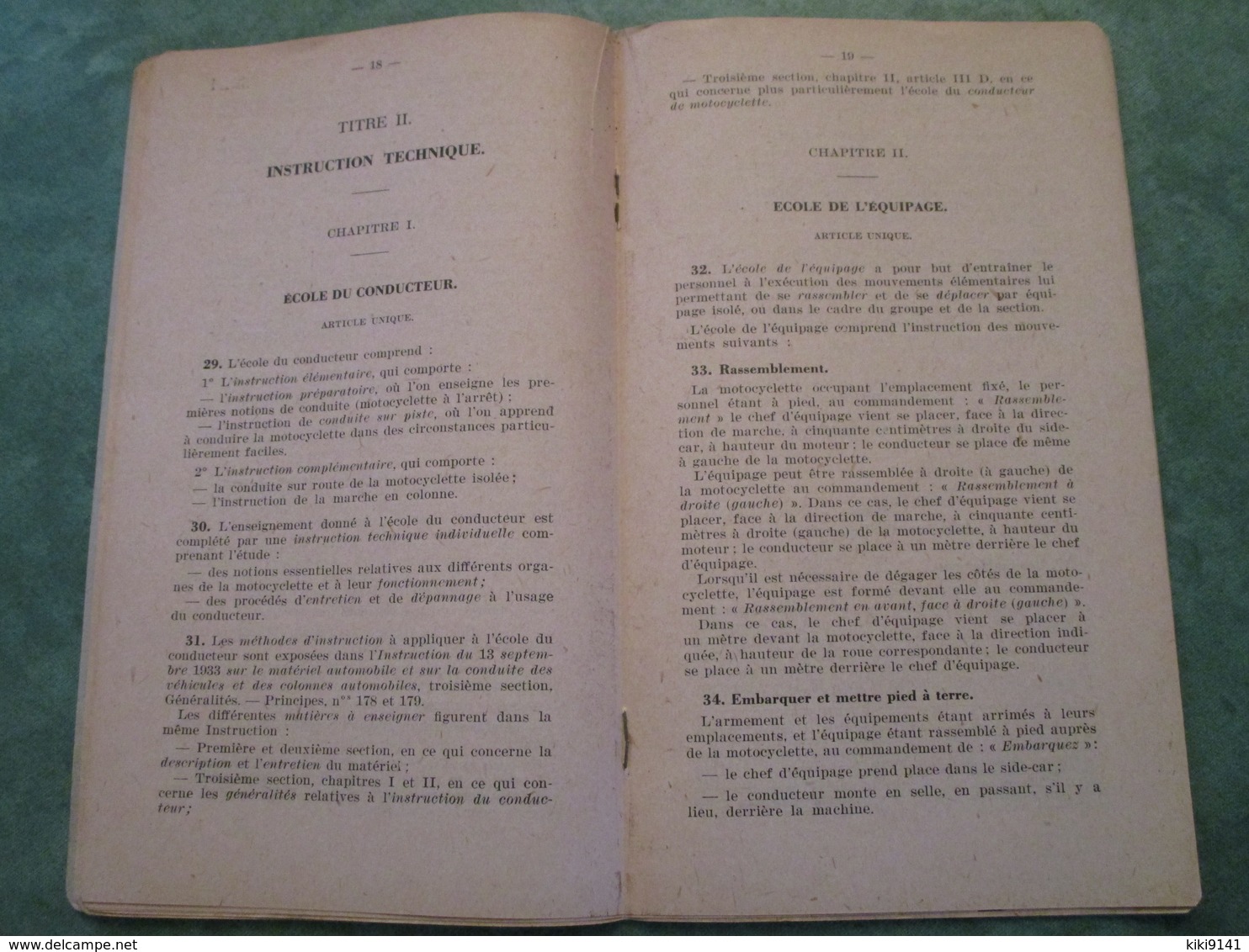 Instruction Provisoire pour les Sections d'Eclaireurs Motocyclistes d'Infanterie (34 pages)