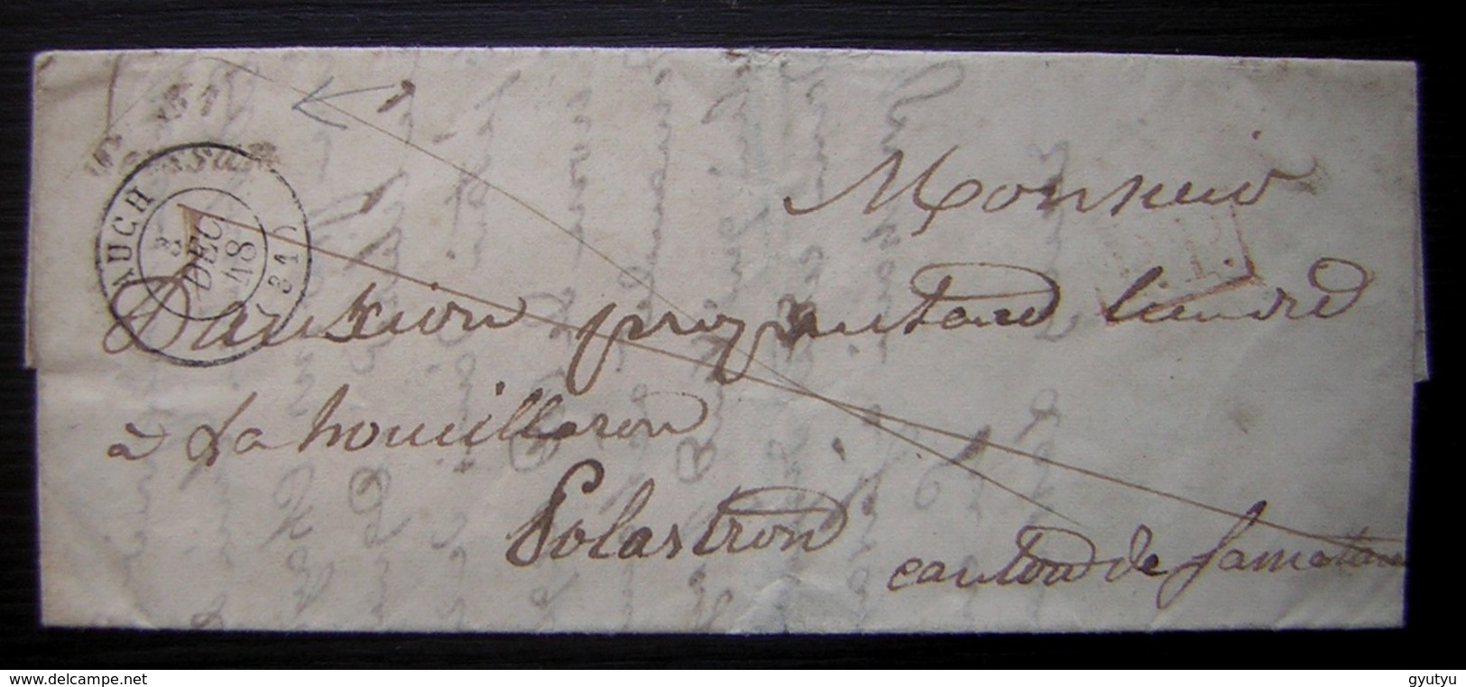 1848 Seissan (gers) Marque 31/ Seissan (cursive) Et Càd De Auch Indice 14 Sur Lettre Pour Polastron ! - 1801-1848: Precursors XIX