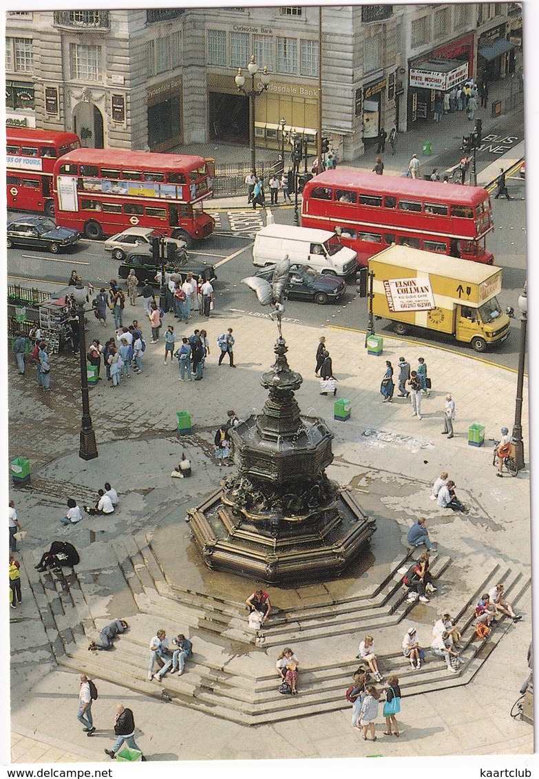 London: MERCEDES TN 307D, FREIGHT ROVER SHERPA, VAUXHALL CAVALIER, AUSTIN FX, DOUBLE DECK BUSES - Piccadilly Circus - Toerisme