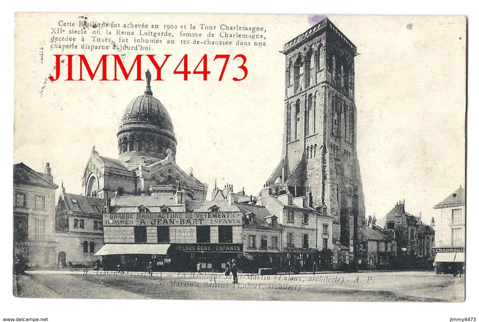 CPA - Manufacture A. JEAN-BART En 1919 - La Basilique Saint Martin - TOURS 37 Indre Et Loire - Imp-Phot. A. THIRIAT  N°9 - Tours