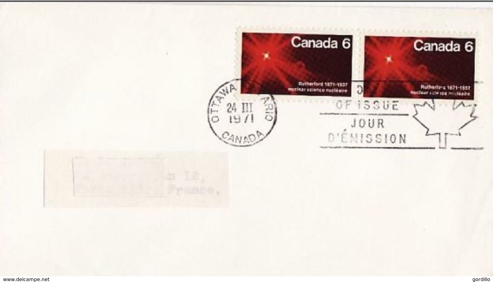 FDC CANADA 1971 E. Rutherford Nobel De Physique 1908 Radioactivité Y&T: 455 - Enveloppes Commémoratives