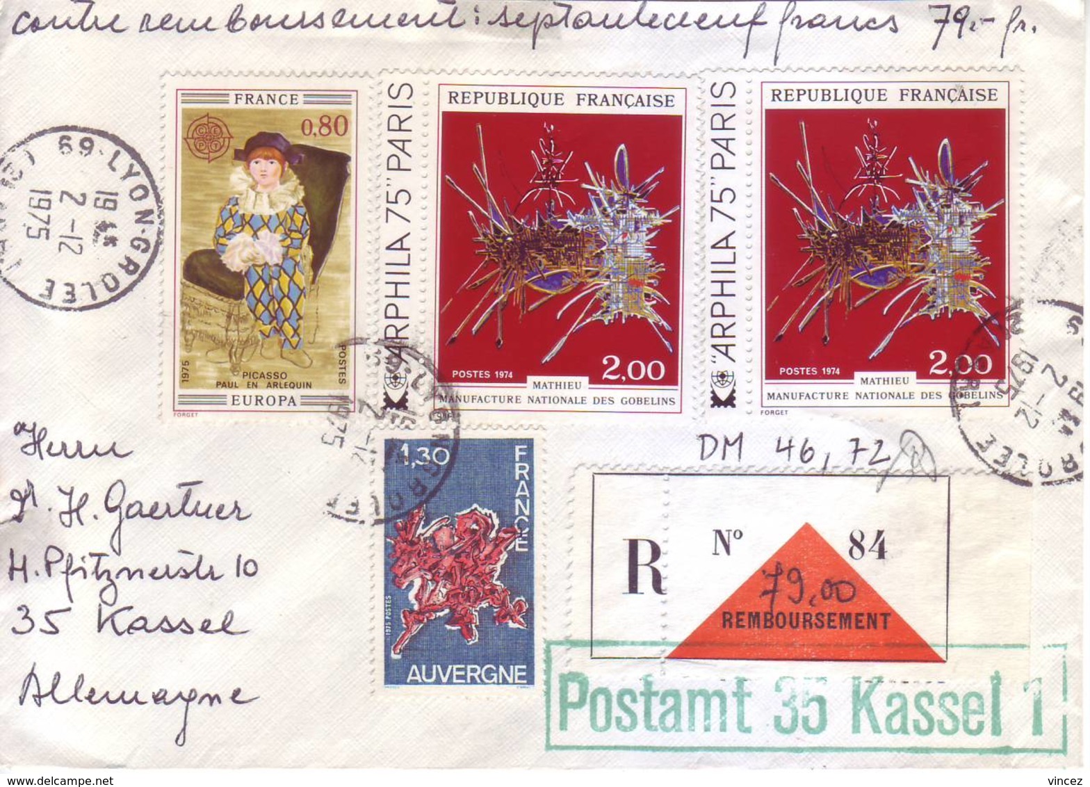 Francia - Storia Postale, Raccomandata Assicurata. Affrancata E Viaggiata - Storia Postale
