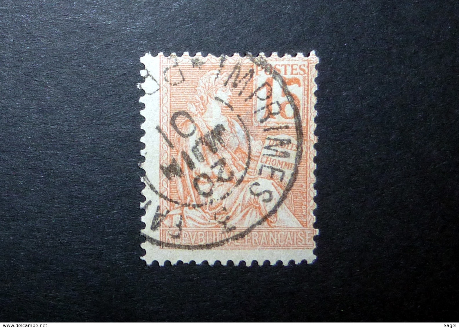 FRANCE 1900 N°117 OBL. (MOUCHON. 15C ORANGE. TYPE II) - 1900-02 Mouchon