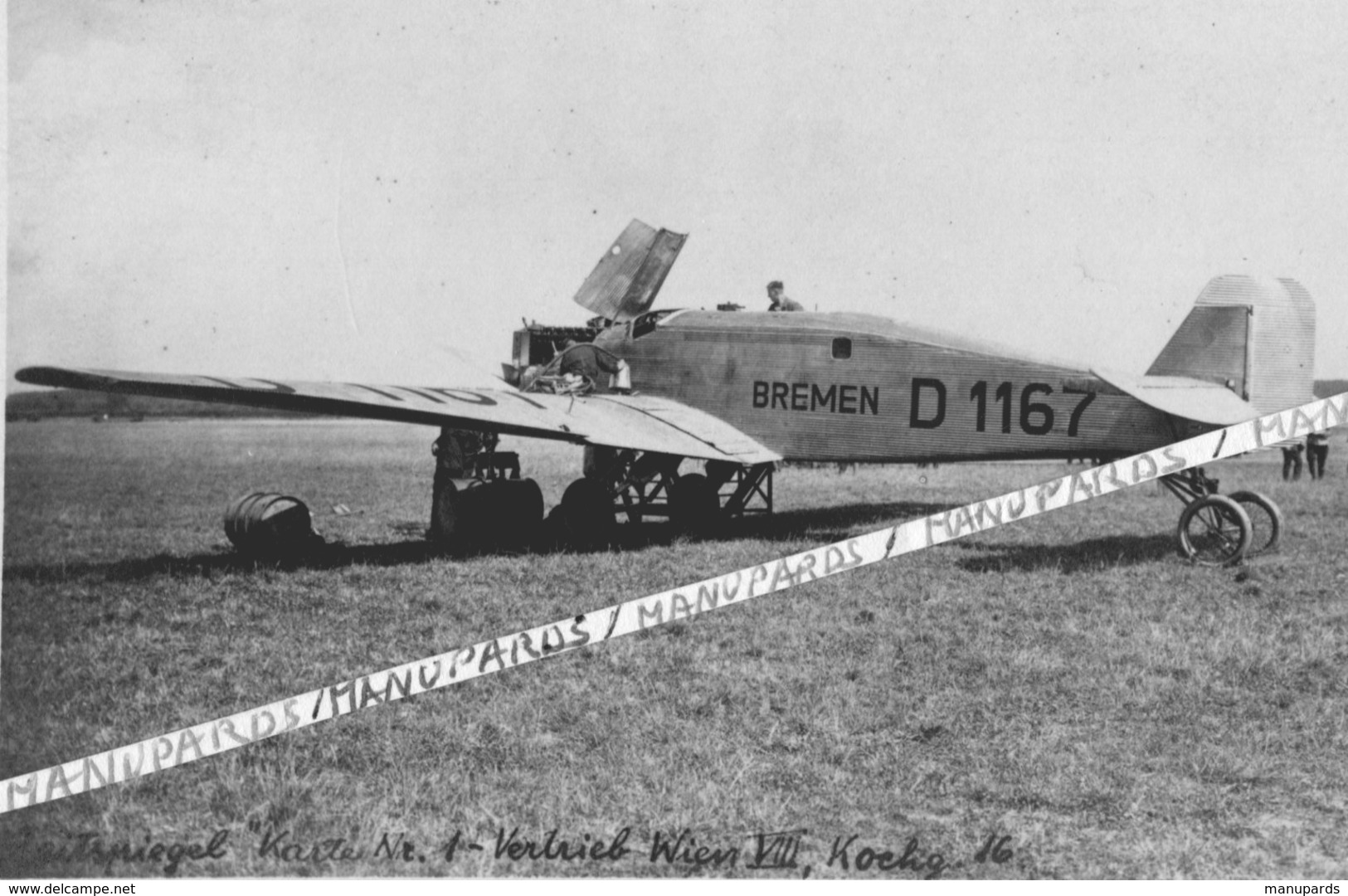 CARTE PHOTO / AVION / 1927 - 1928 / JUNKERS W 33 / D - 1167 / BREMEN / PRÉPARATIFS DE DÉPART - Luftfahrt