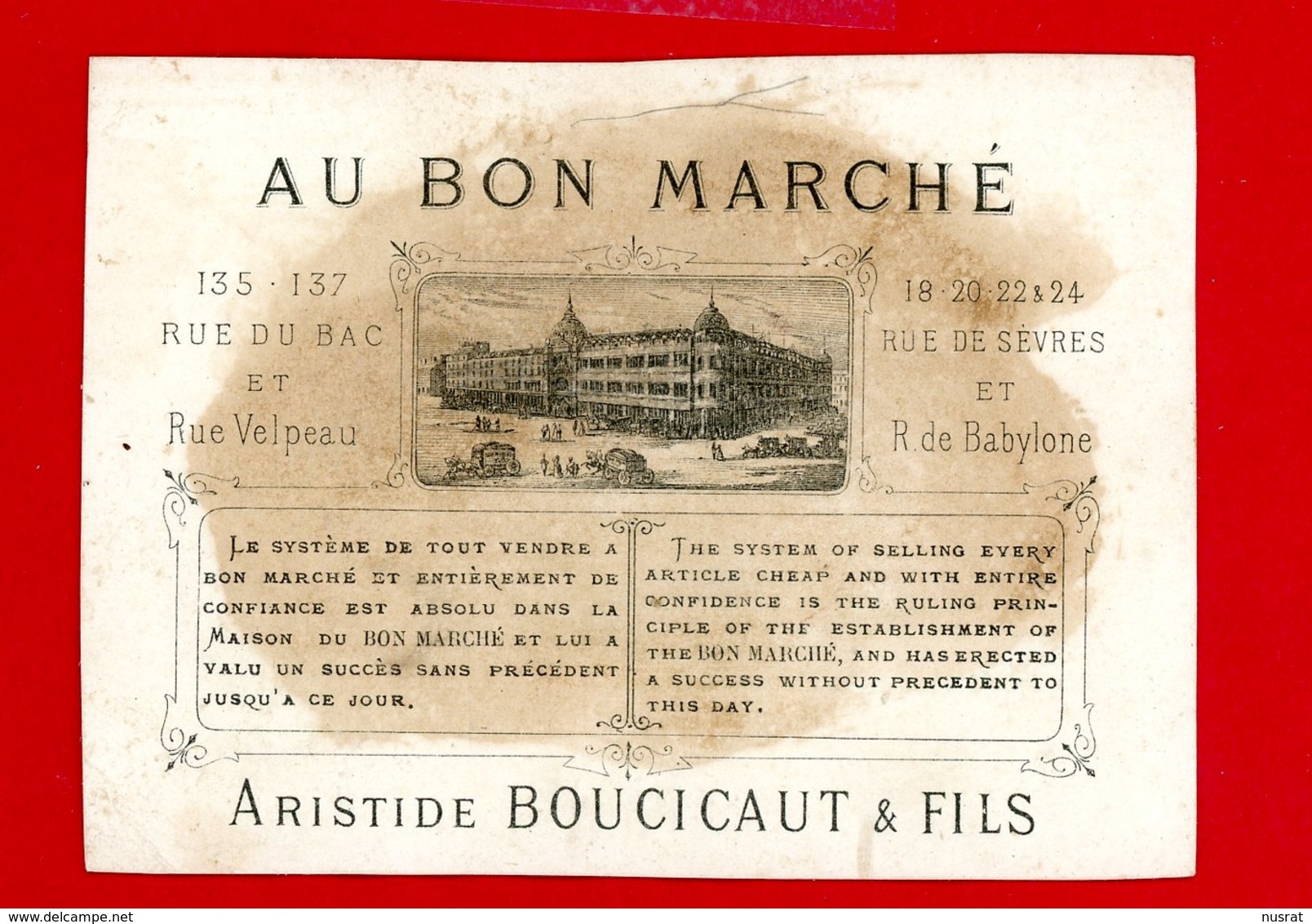 Au Bon Marché, Chromo Lith. F. Appel AP20, Enfants, Cerceau & Chien - Au Bon Marché