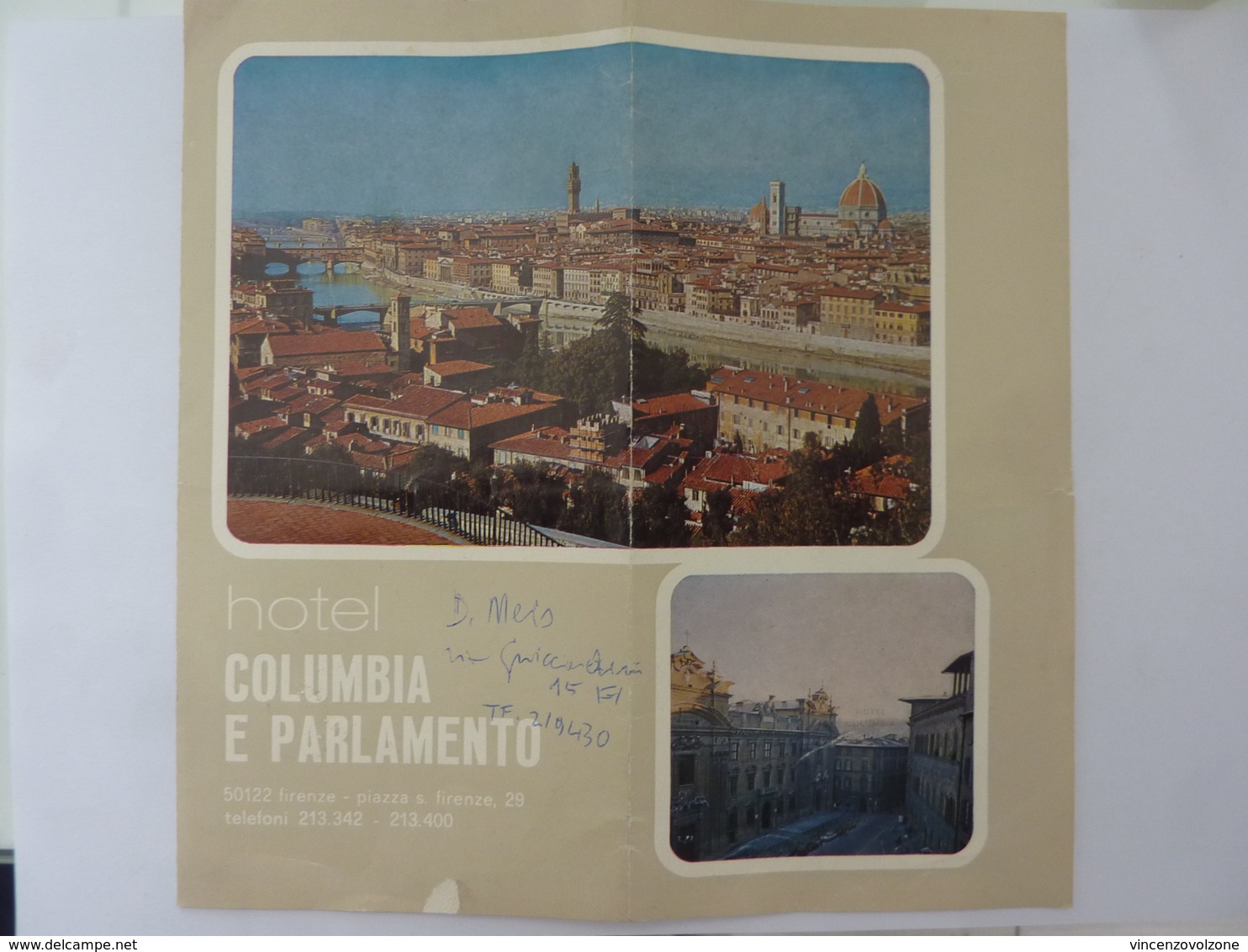 Pieghevole  Illustrato "HOTEL COLUMBIA E PARLAMENTO Firenze" Anni '60 - Dépliants Turistici