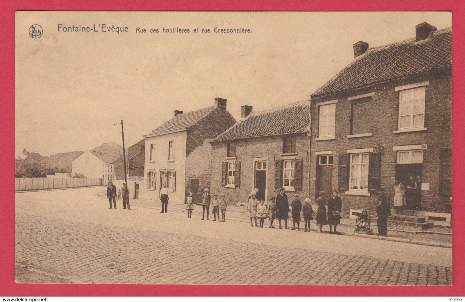 Fontaine-L'Evêque - Rue Des Houillières Et Rue Cressonnière ... Groupe De Personnes ( Voir Verso ) - Fontaine-l'Evêque