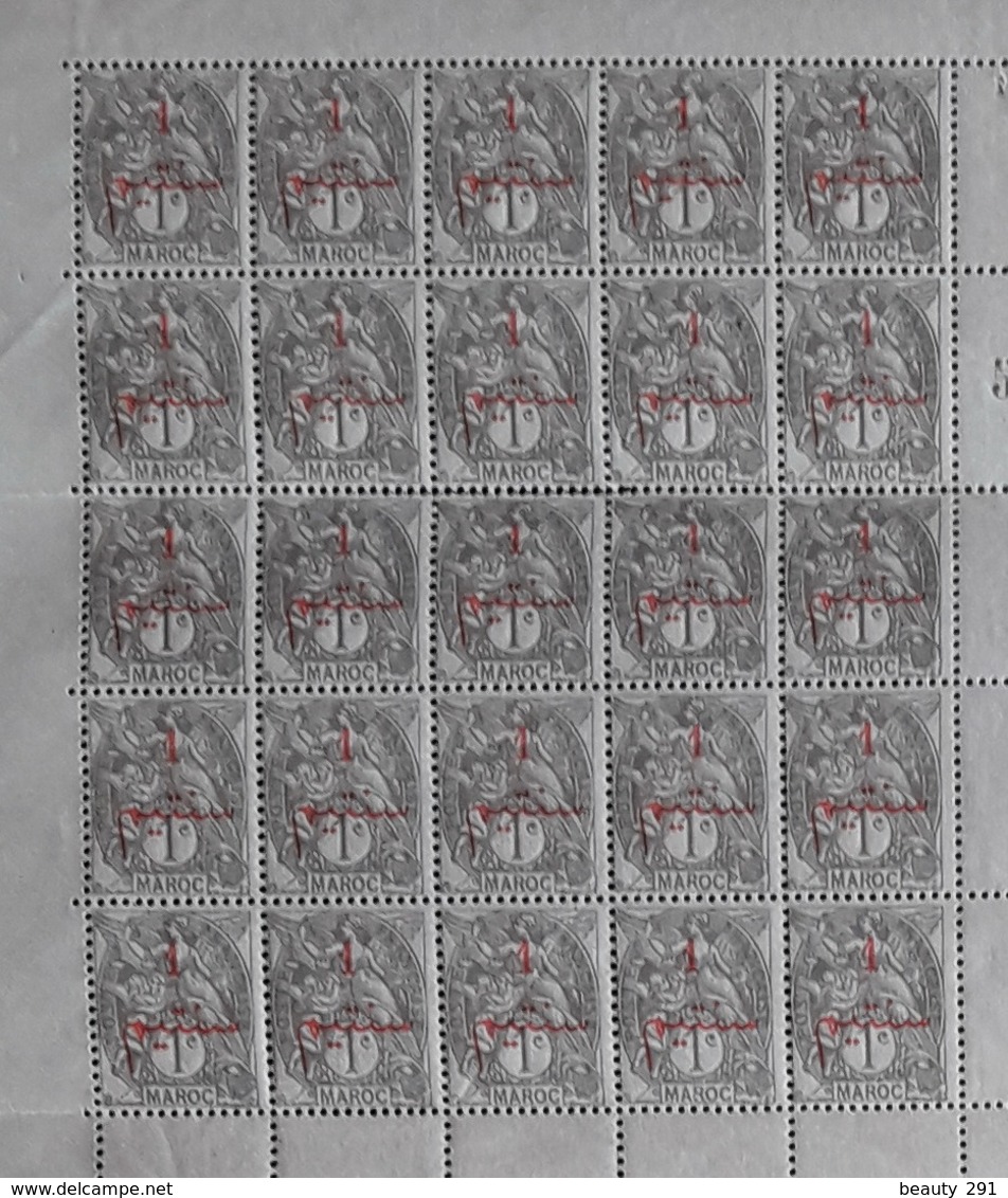 MOROCCO/MAROC 1911-17  N° 25, MNH**/Nf**, FULL SHEET - Blocchi & Foglietti