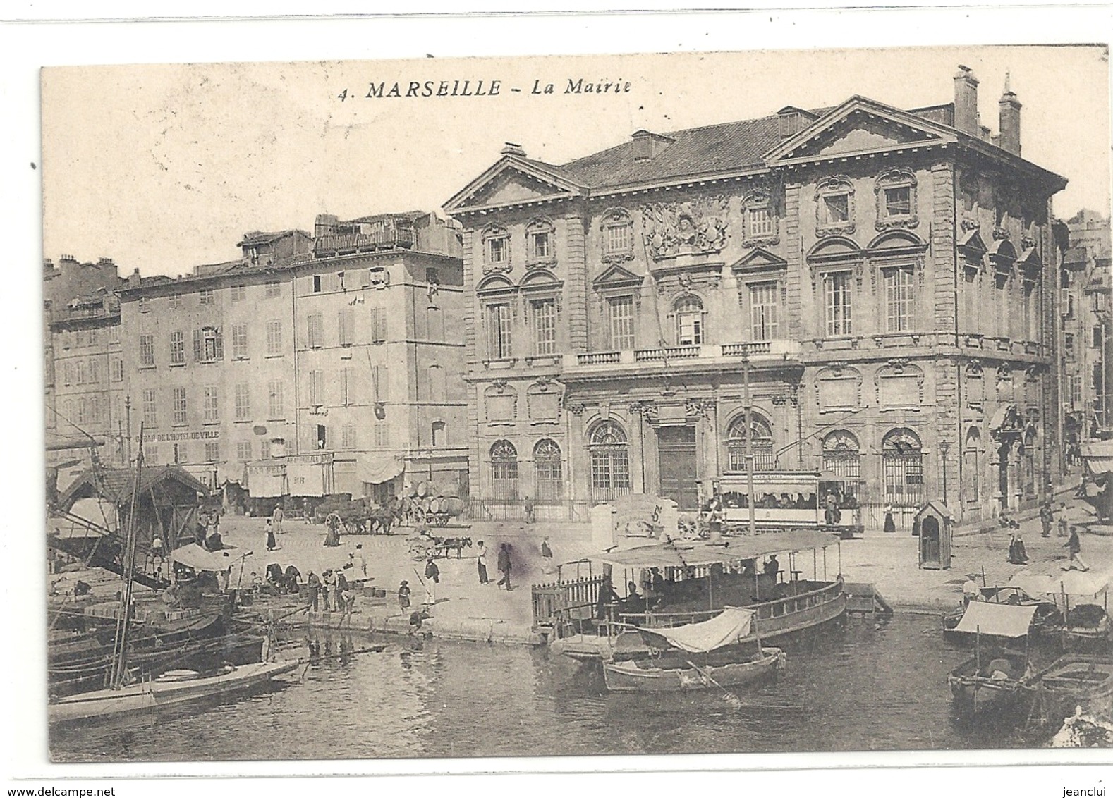 MARSEILLE . LA MAIRIE . CARTE TRES ANIMEE + NOMBREUX BATEAUX . AFFR LE 3-9-1908 . 2 SCANES - Vieux Port, Saint Victor, Le Panier