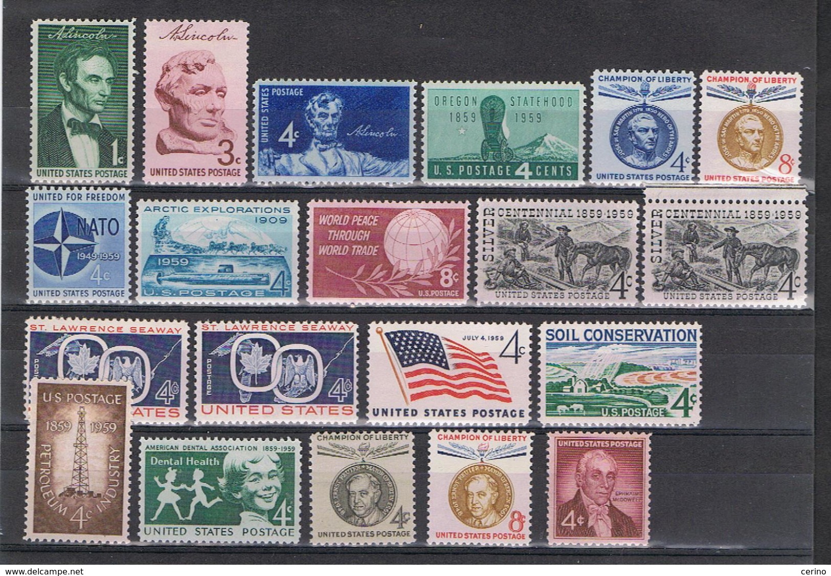 U.S.A.:  1959  COMMEMORATIVES  -  LOT  20  UNUSED  STAMPS  -  YV/TELL. 657//677 - Nuovi