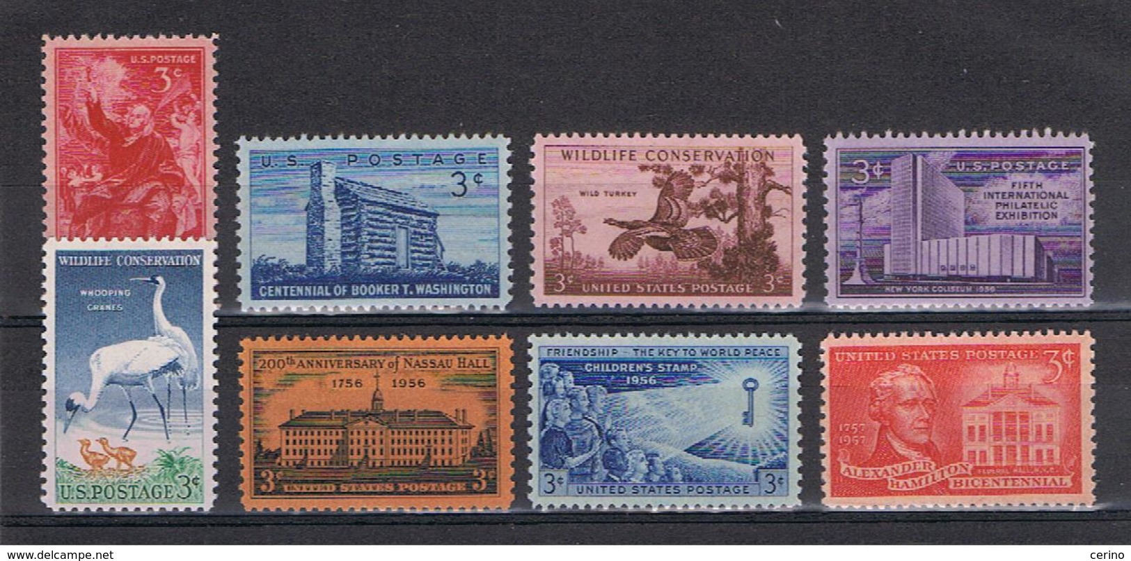 U.S.A.:  1956  COMMEMORATIVES  -  LOT  8  UNUSED  STAMPS  -  YV/TELL. 609//623 - Nuovi