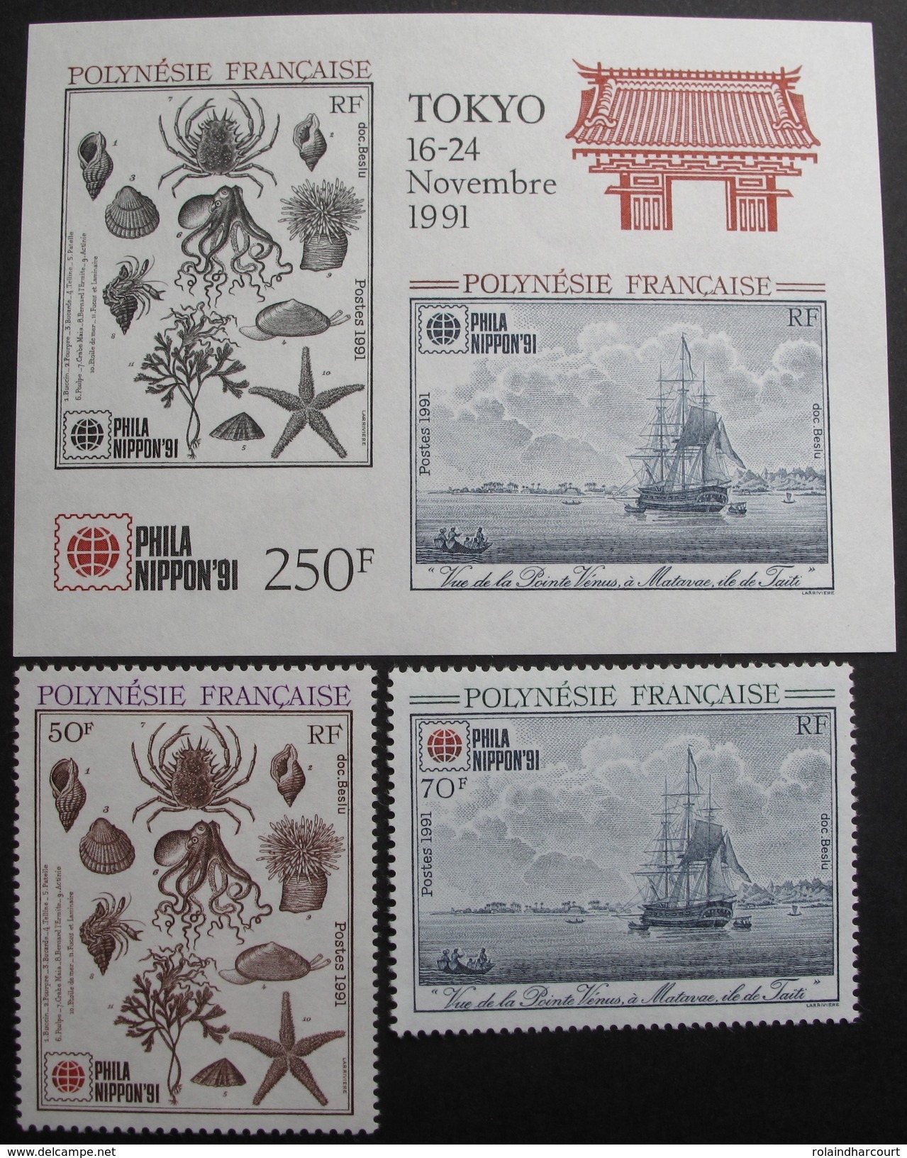 LOT R1537/22 - POLYNESIE FRANCAISE - BLOC PHILANIPPON 91 N°18 + N°393 + N°394 NEUFS** - Cote : 11,00 &euro; - Neufs