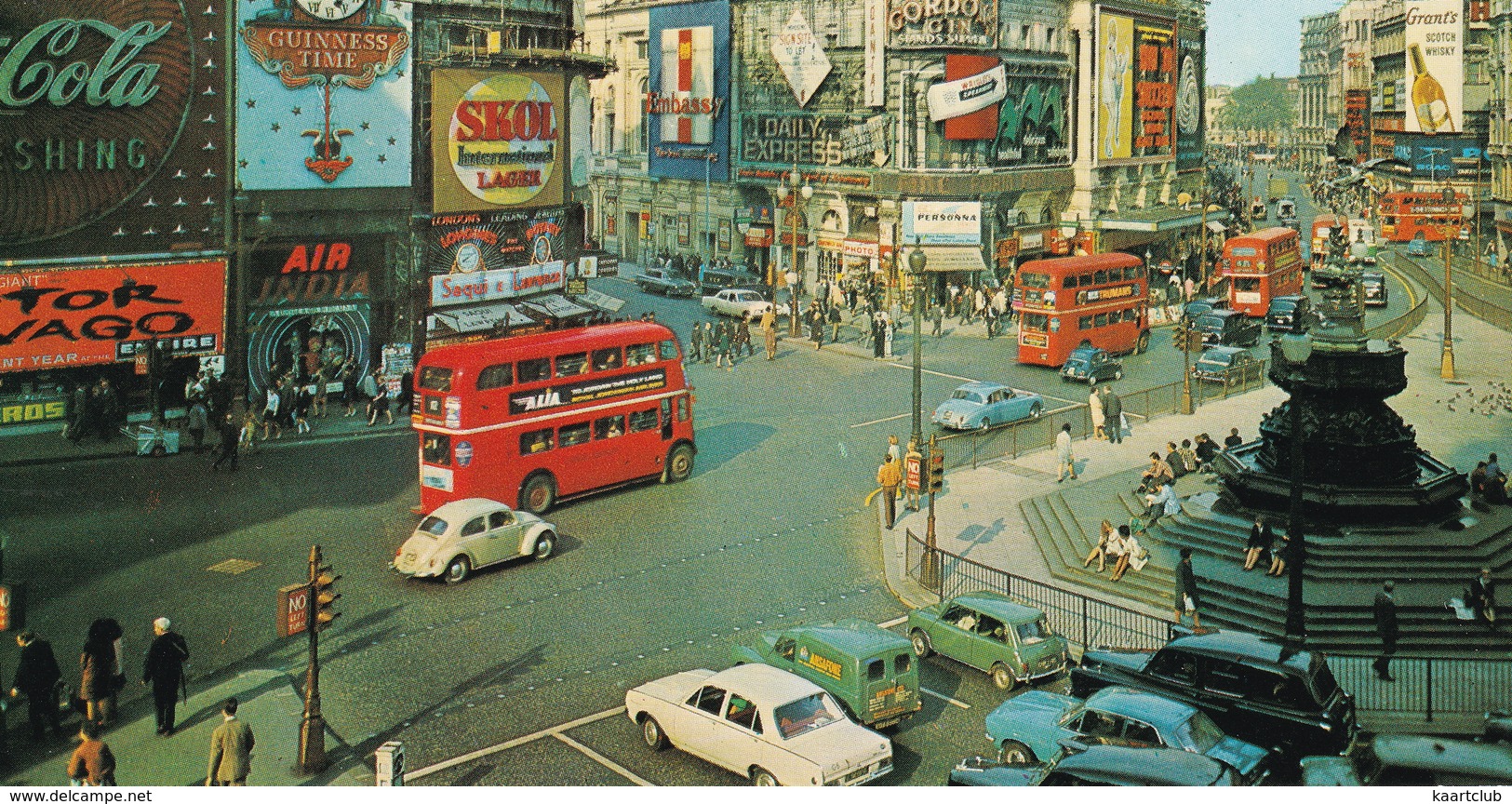 London: VW 1200 KÄFER/COX, VAUXHALL VICTOR FC, AUSTIN MINI, FX TAXI, JAGUAR 240, DOUBLE DECK BUS - Piccadilly Circus - Toerisme