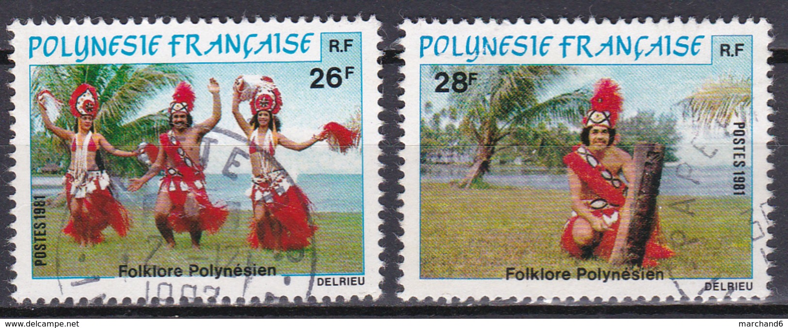 Polynésie Floklore Groupe De Danseurs Danseur N°165-166 Oblitéré - Oblitérés