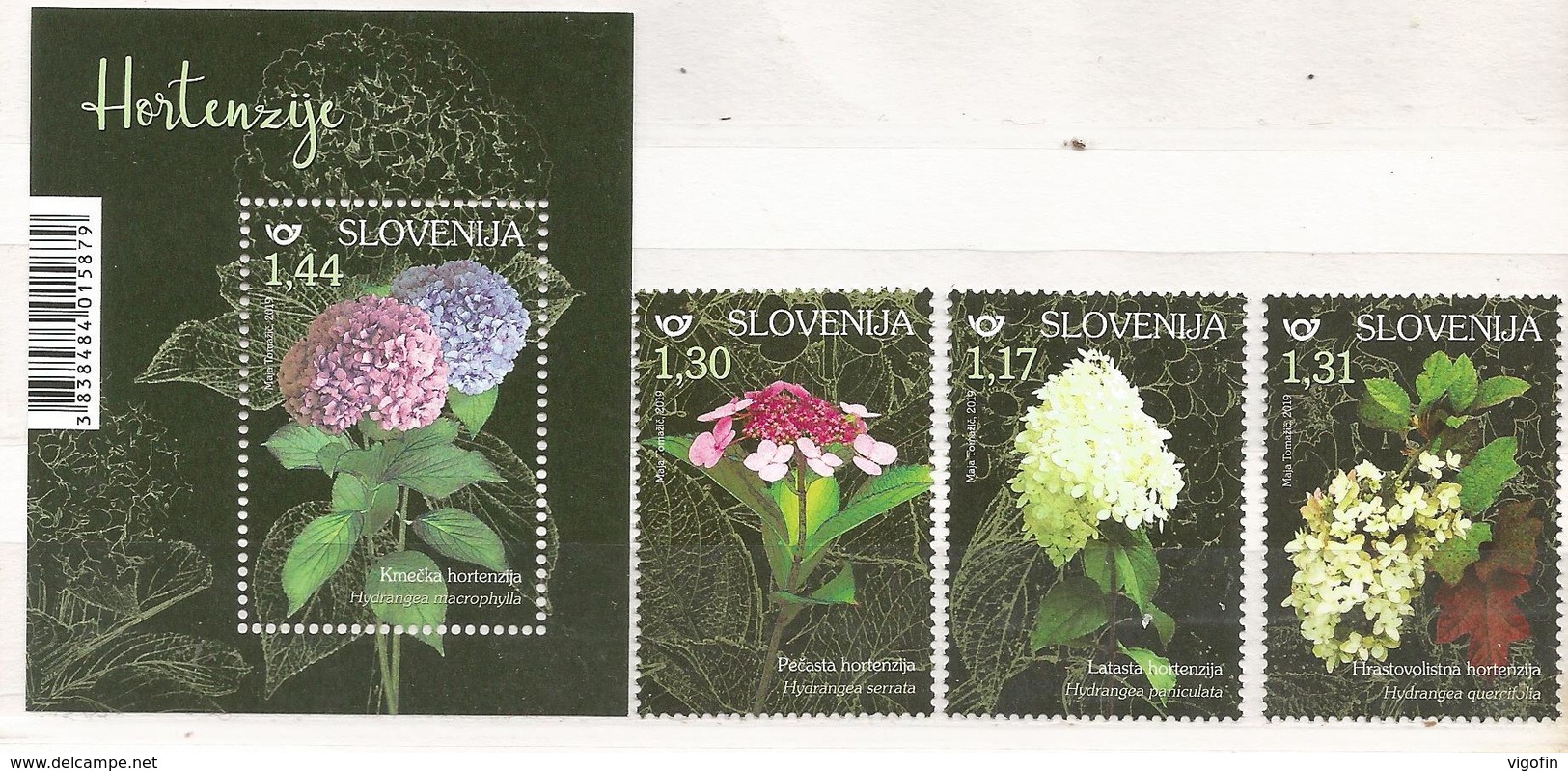 SI 2019-1361-4 FLOWERS, SLOVENIA, 1 X 3v + S/S, MNH - Slowenien