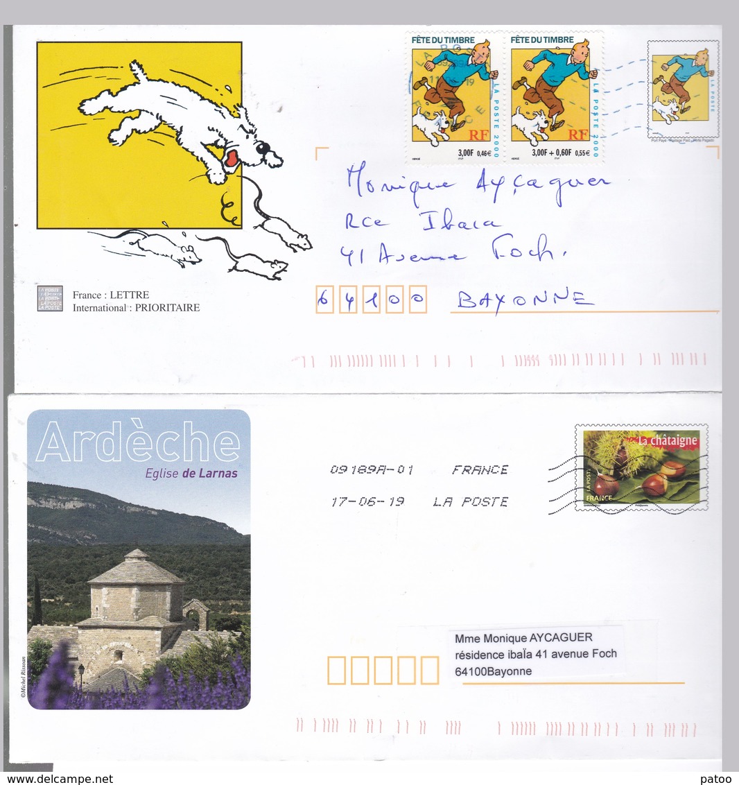 5 PAP  ILLUSTRES Recto-verso / TIMBRES  3647(marché De Provence) -3772(le P'tit  Quinquin) AA14 (journée De La Lettre ) - Lots Et Collections : Entiers Et PAP