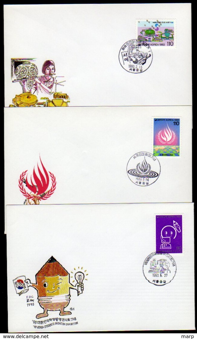 South Korea 3 Fdc.s From 1993. - Corée Du Sud