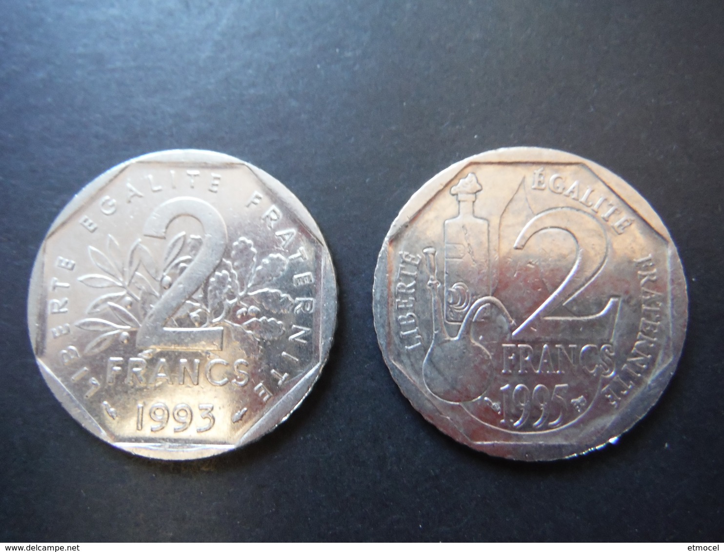 2x 2 Francs Jean Moulin 1993 - Louis Pasteur 1995 - Autres & Non Classés