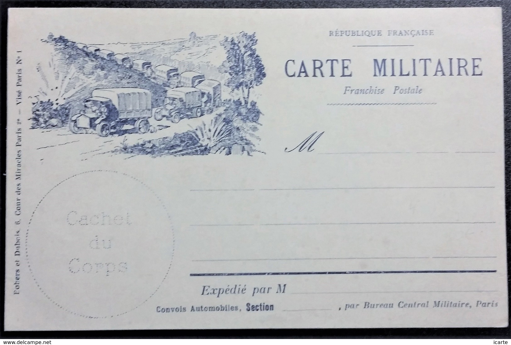 Carte De Franchise Militaire Illustrée Spéciale CONVOIS AUTOMOBILES Convoi De Camions - Lettres & Documents