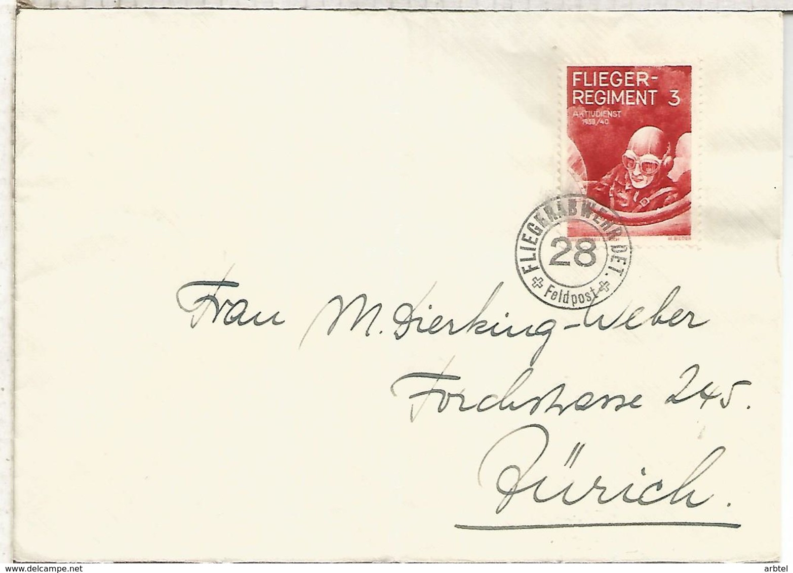 SUIZA CORREO MILITAR FELDPOST FLIEGER REGIMENT 3 AVIATION PLANE - Cartas & Documentos