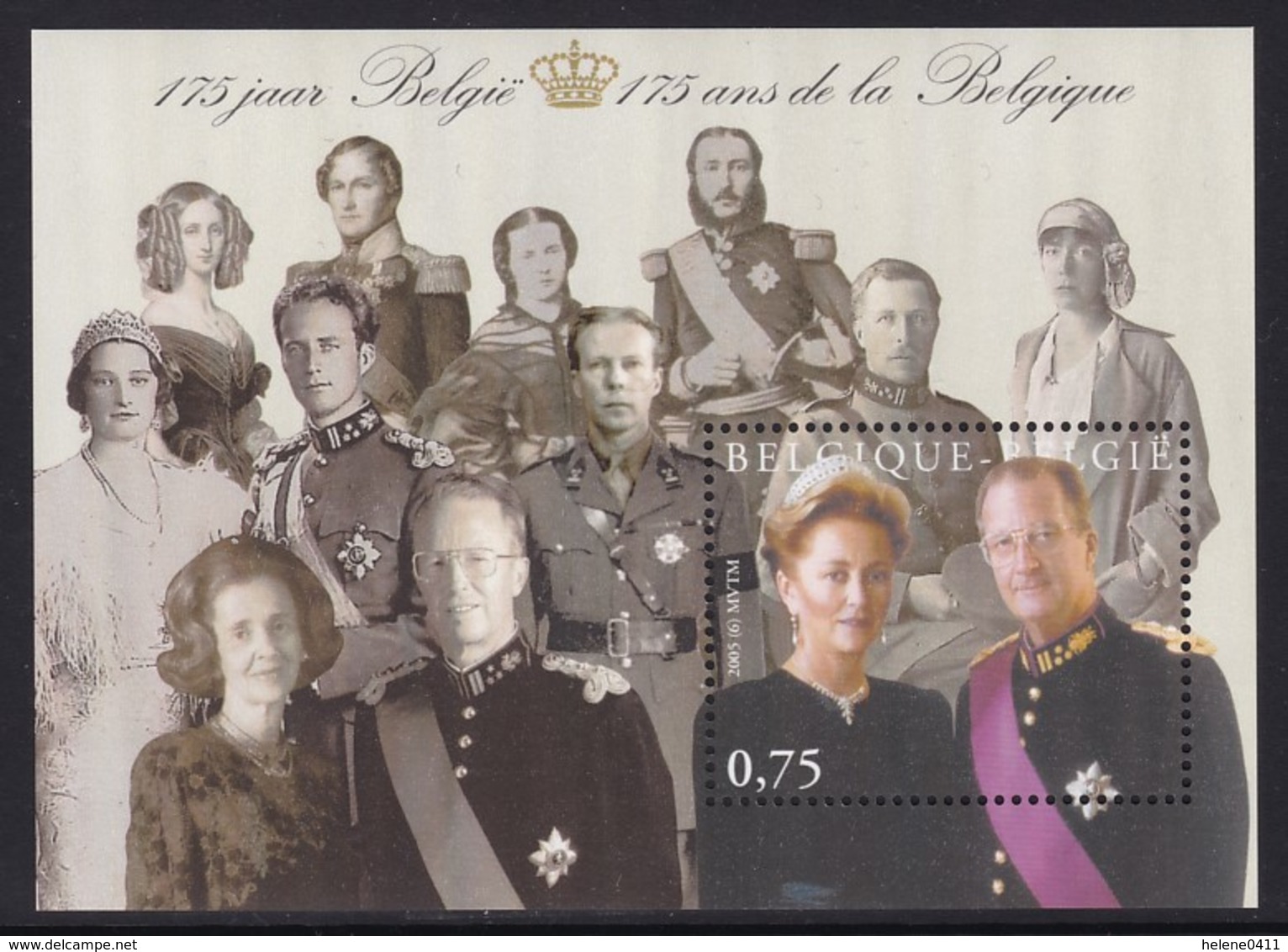 BLOC NEUF DE BELGIQUE - LE ROI ALBERT II  ET LA REINE PAOLA (75 ANS DE LA BELGIQUE) N° Y&T 107 - Familles Royales