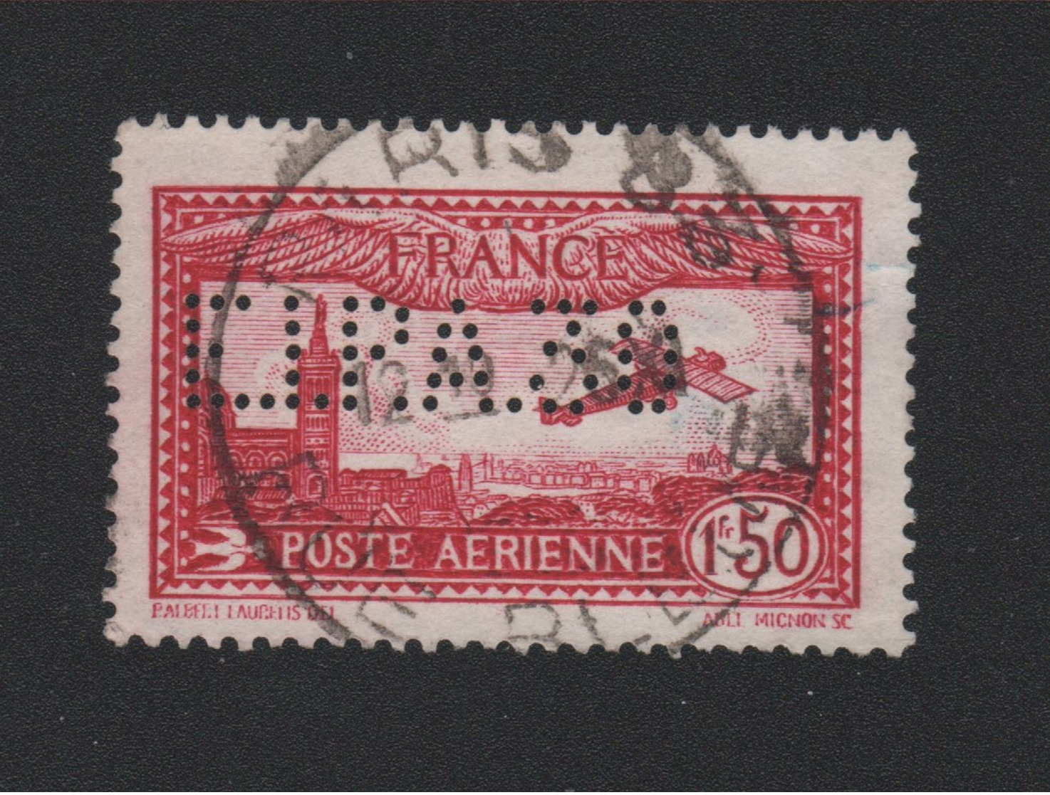 Faux Timbre France Poste Aérienne N° 6d Eipa 30 Perforé Oblitéré - 1927-1959 Oblitérés