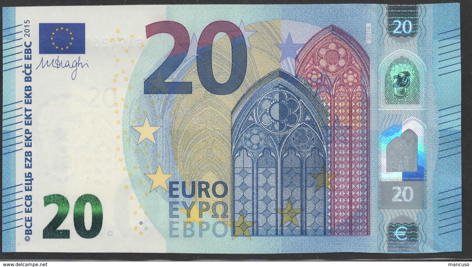 EURO 20  ITALIA SA S021 I6  "42"  LAST POSITION  UNC - 20 Euro