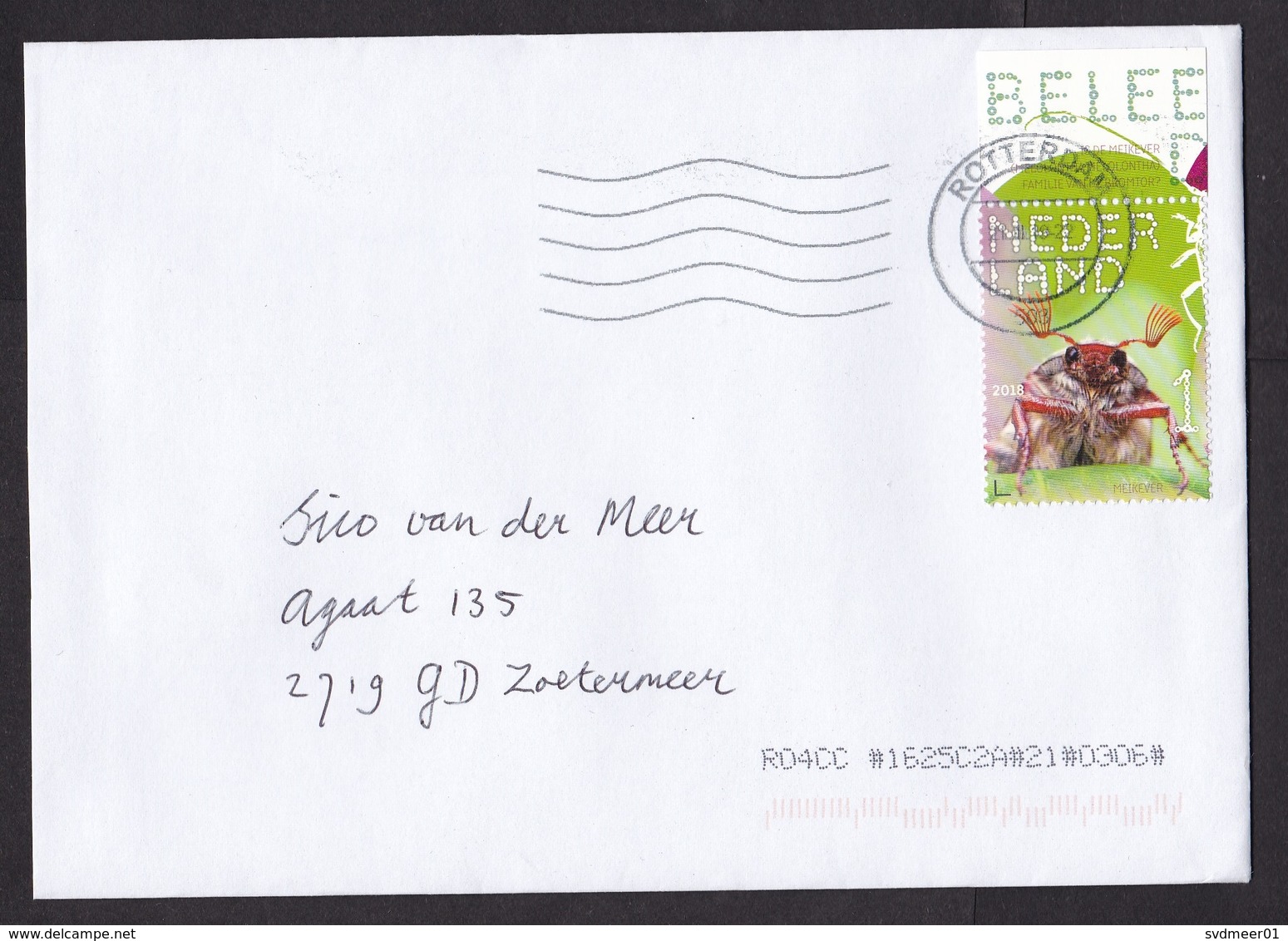 Netherlands: Cover, 2019, 1 Stamp+tab, Cockchafer Bug, Beetle, Insect (traces Of Use) - Brieven En Documenten