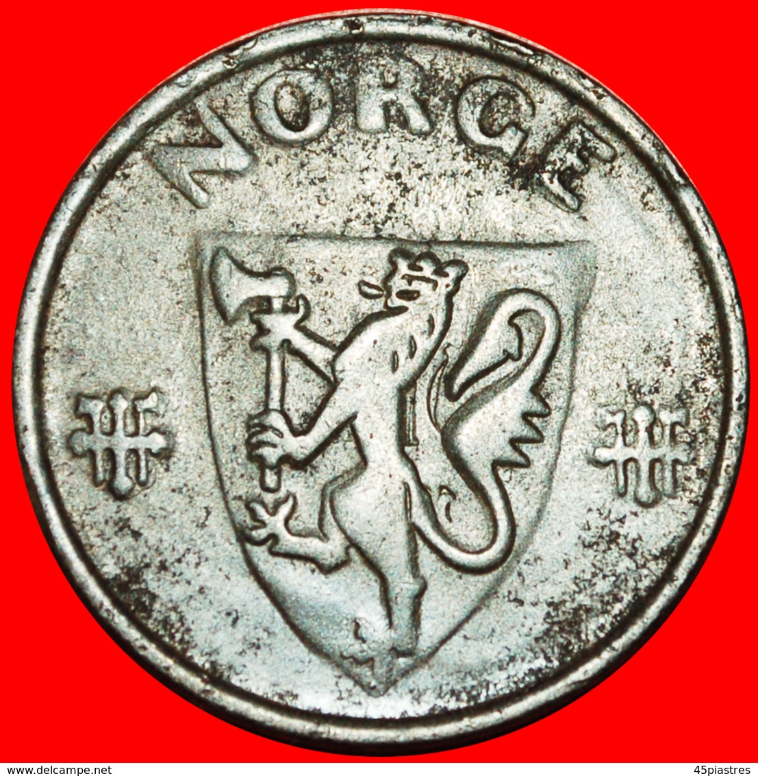 # GERMANY (1941-1945): NORWAY ★ 5 ORE 1943! LOW START ★  NO RESERVE! Haakon VII (1905-1957) - Norvège