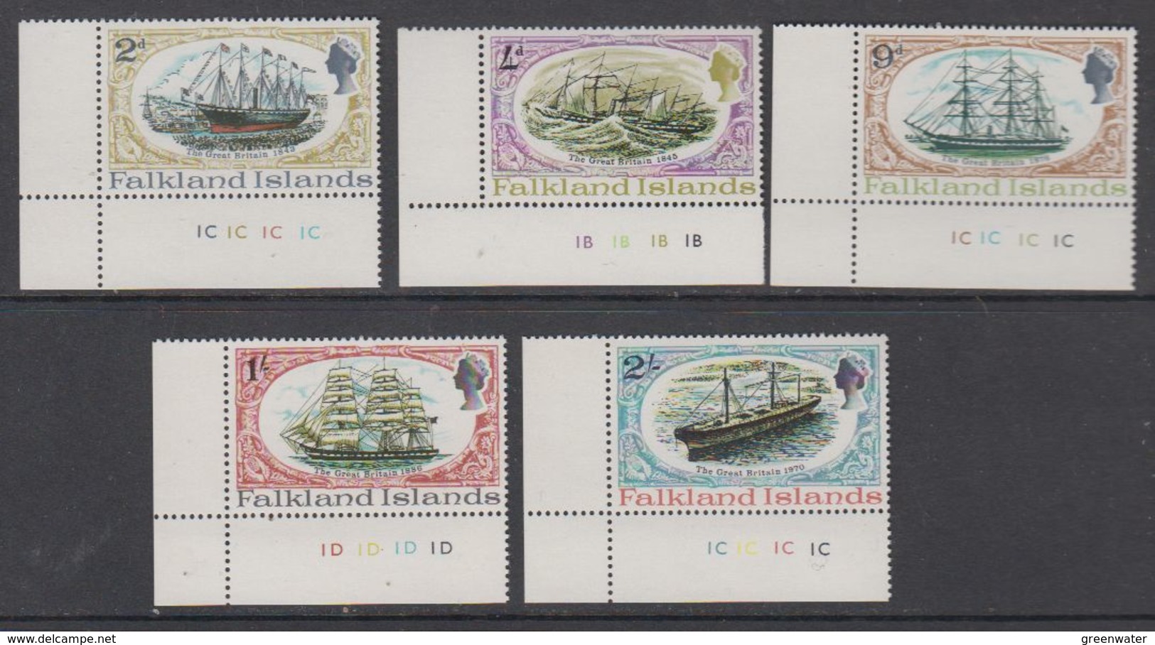 Falkland Islands 1970 SS Great Britain 5v (corners)  ** Mnh (42241) - Falklandeilanden