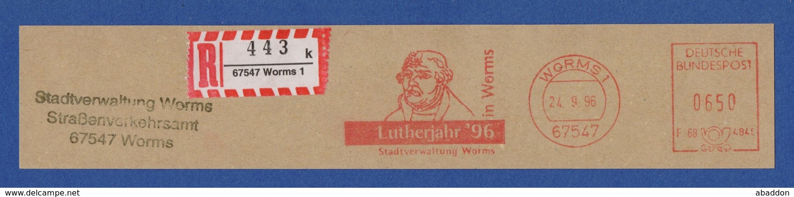 BRD AFS - WORMS, Lutherjahr`96 - Martin Luther 1996 + R-Zettel - Theologen