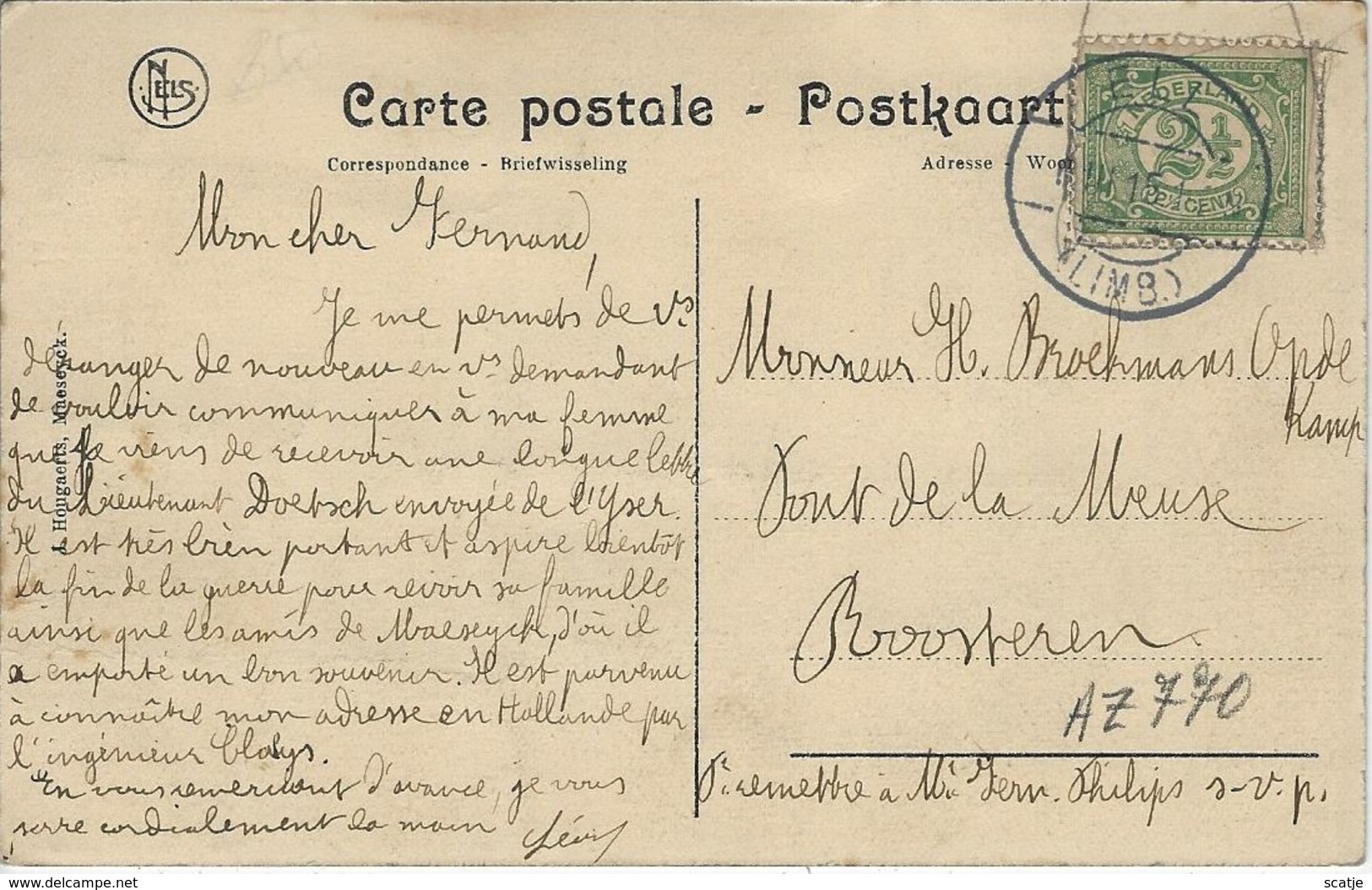 Maeseyck    Le Pont    -    Ell (Limb.)  1915  Naar   Roosteren - Maaseik