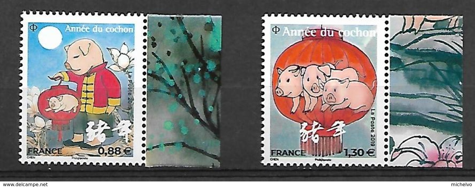 France 2019 - Yv N° 5296 & 5298 ** - Nouvel An Chinois - Année Du Cochon  (petits Timbres) - Unused Stamps