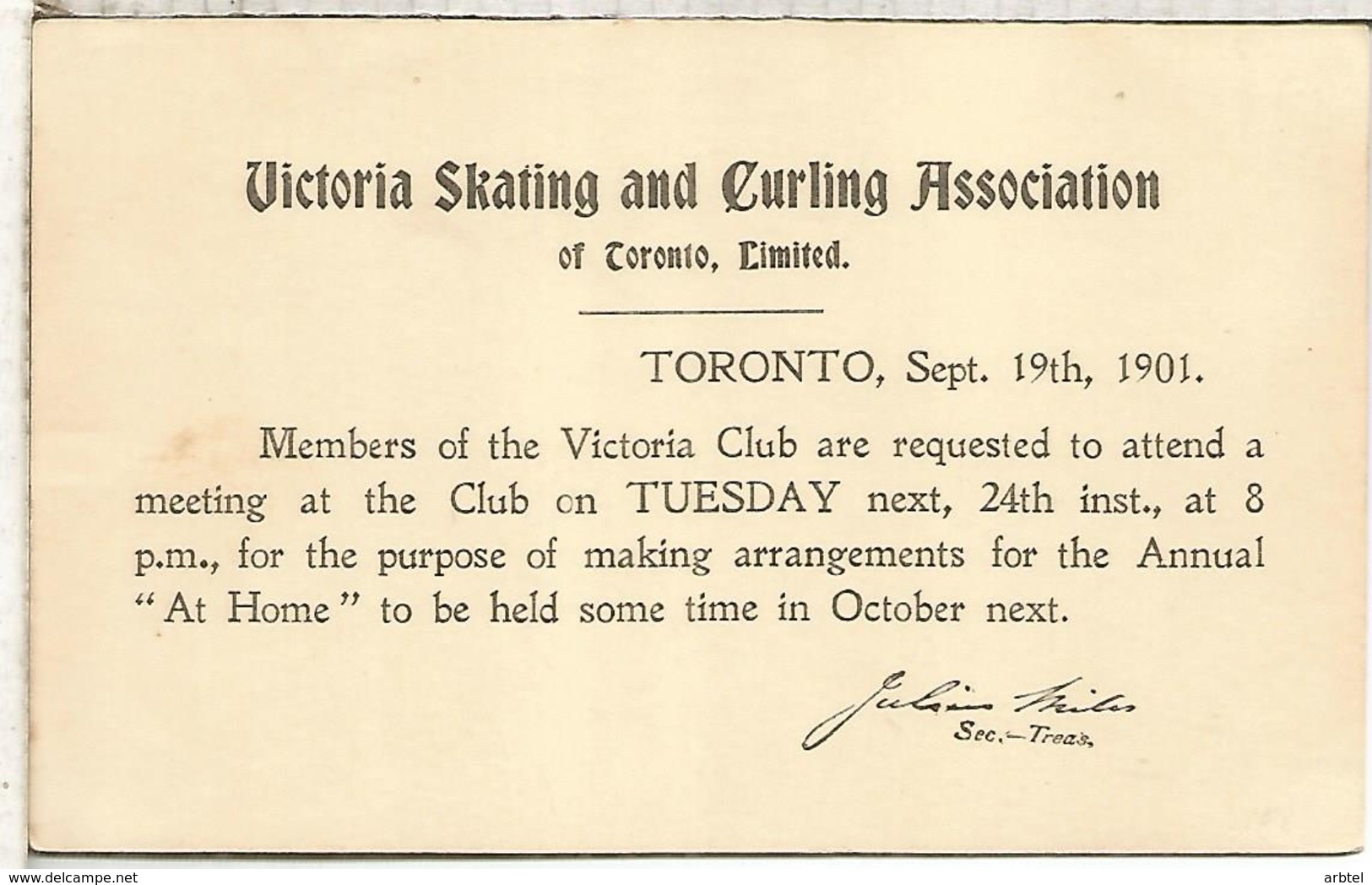 CANADA VICTORIA ENTERO POSTAL 1901 SKATING AND CURLING ASSOCIATION - Invierno