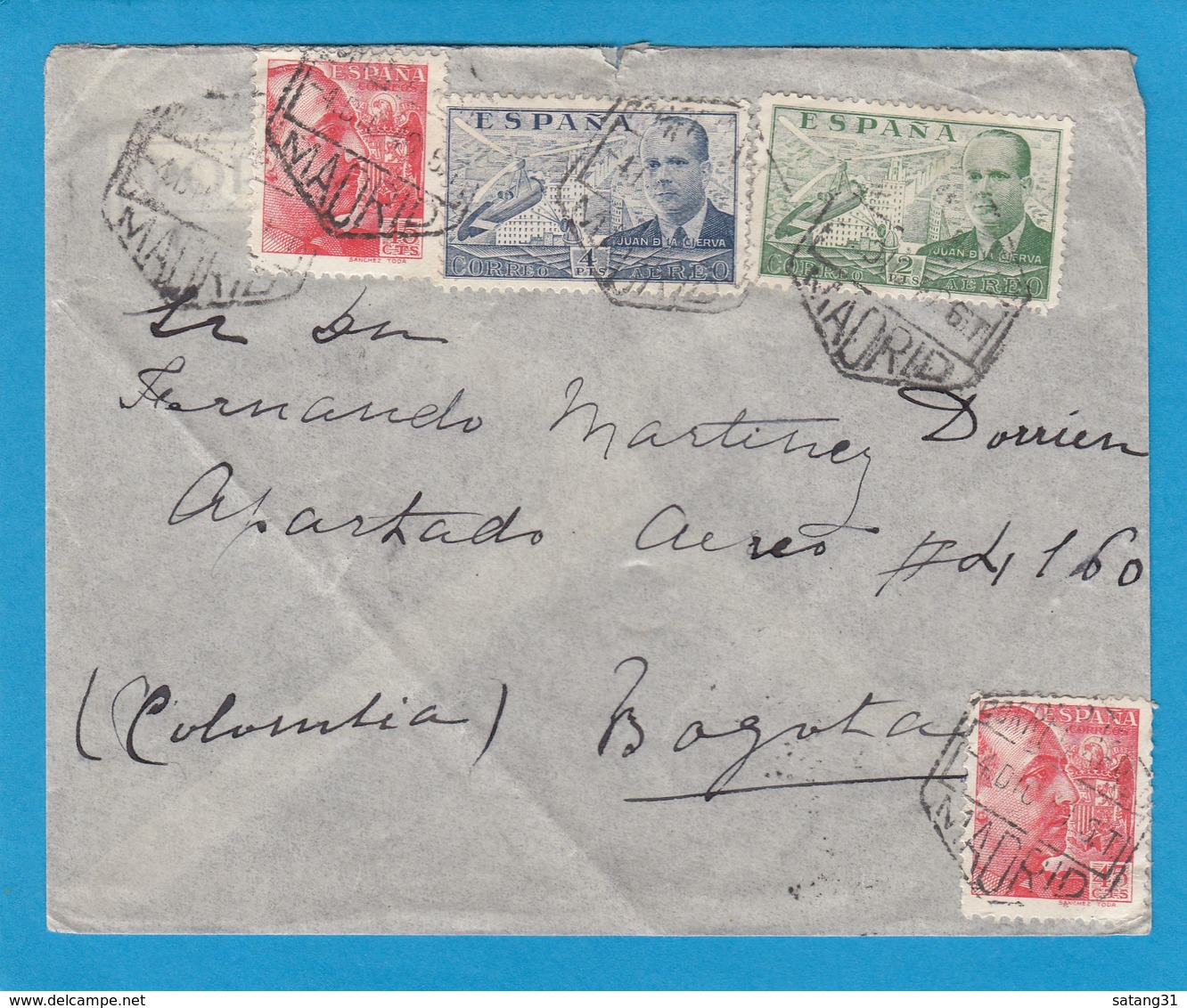 LETTRE DE MADRID POUR BOGOTA,COLOMBIE.CACHET DE CENSURE AU VERSO. - Lettres & Documents