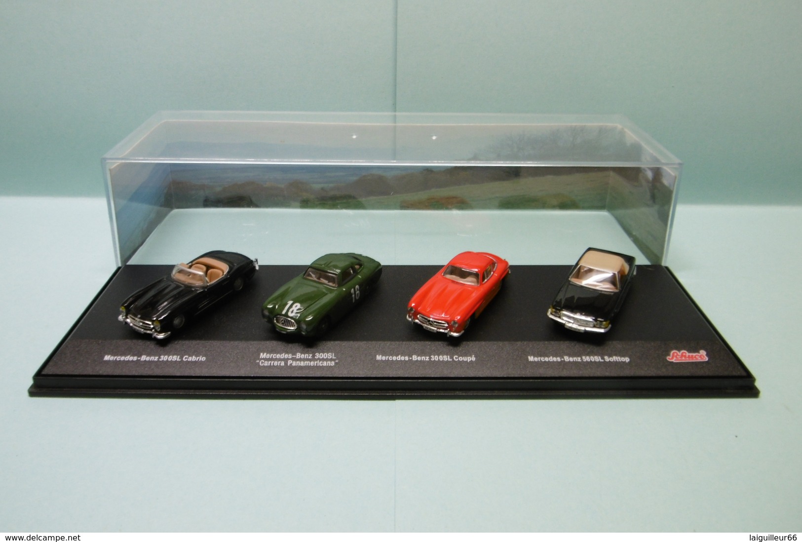 Schuco - Coffret 4 Voitures MERCEDES BENZ 300SL Cabrio + Carrera Panamericana Coupé + 560SL Softtop 1/72 - Schaal 1:72