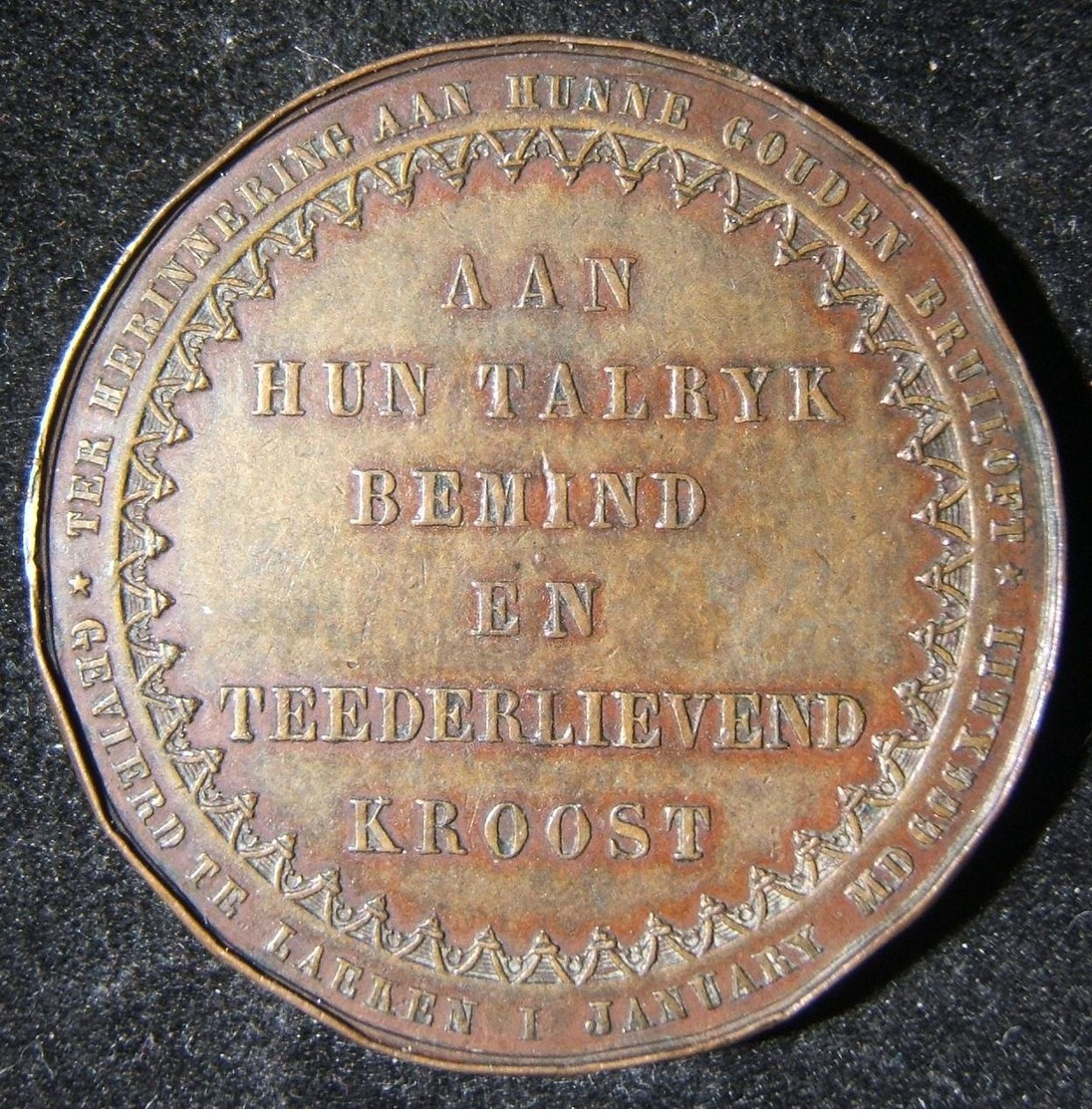 Netherlands Levyssohn/Lavino Marriage 50th Jubilee Judaica Medal By Wiener 1842 - Autres & Non Classés