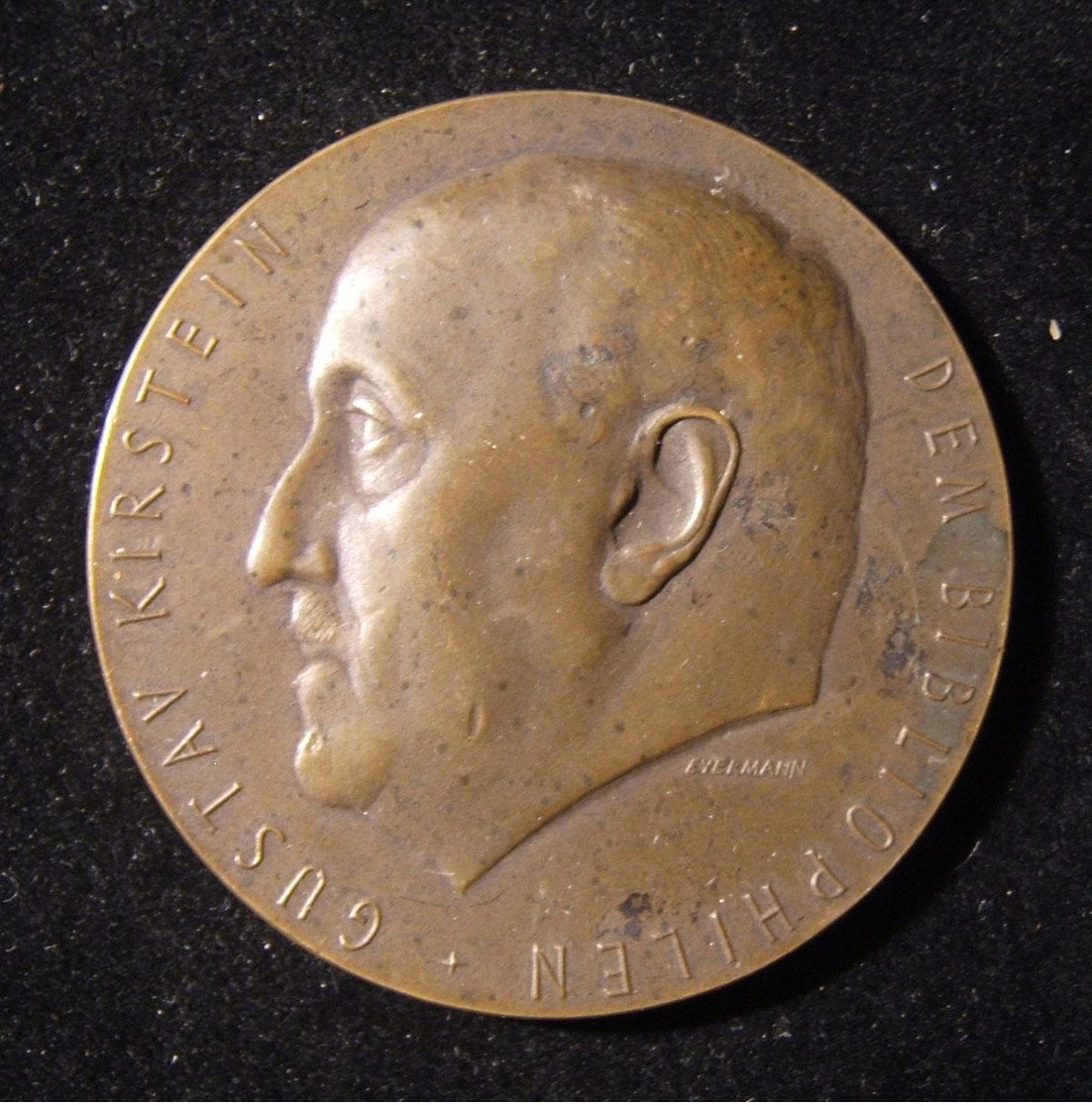 German 25th Anniversary Bibliophile Judaica Medal For Gustav Kirstein, 1929 - Autres & Non Classés