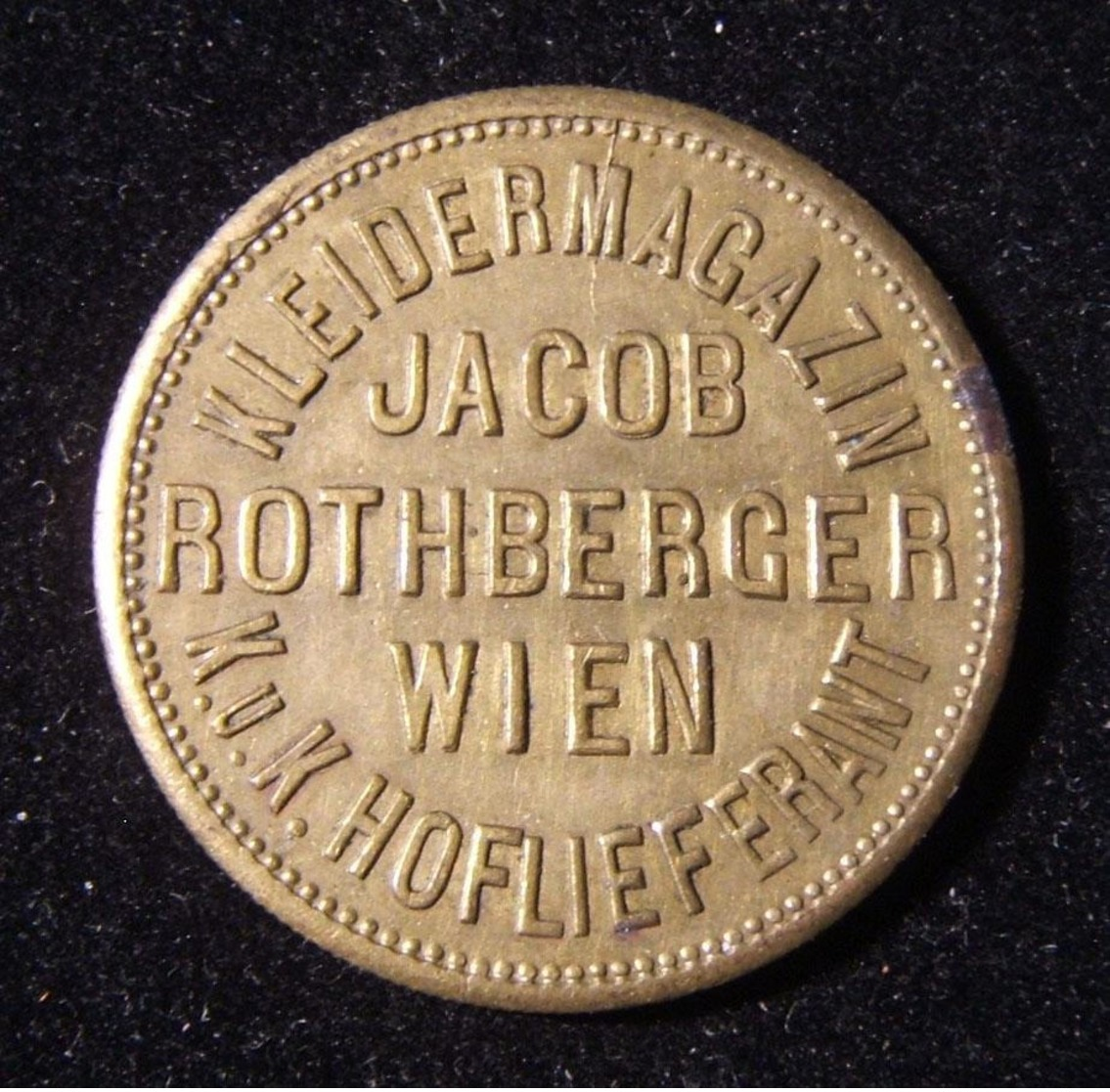 Austrian Jacob Rothberger Undenominated Illustrated Jewish Business Brass Token - Autres & Non Classés